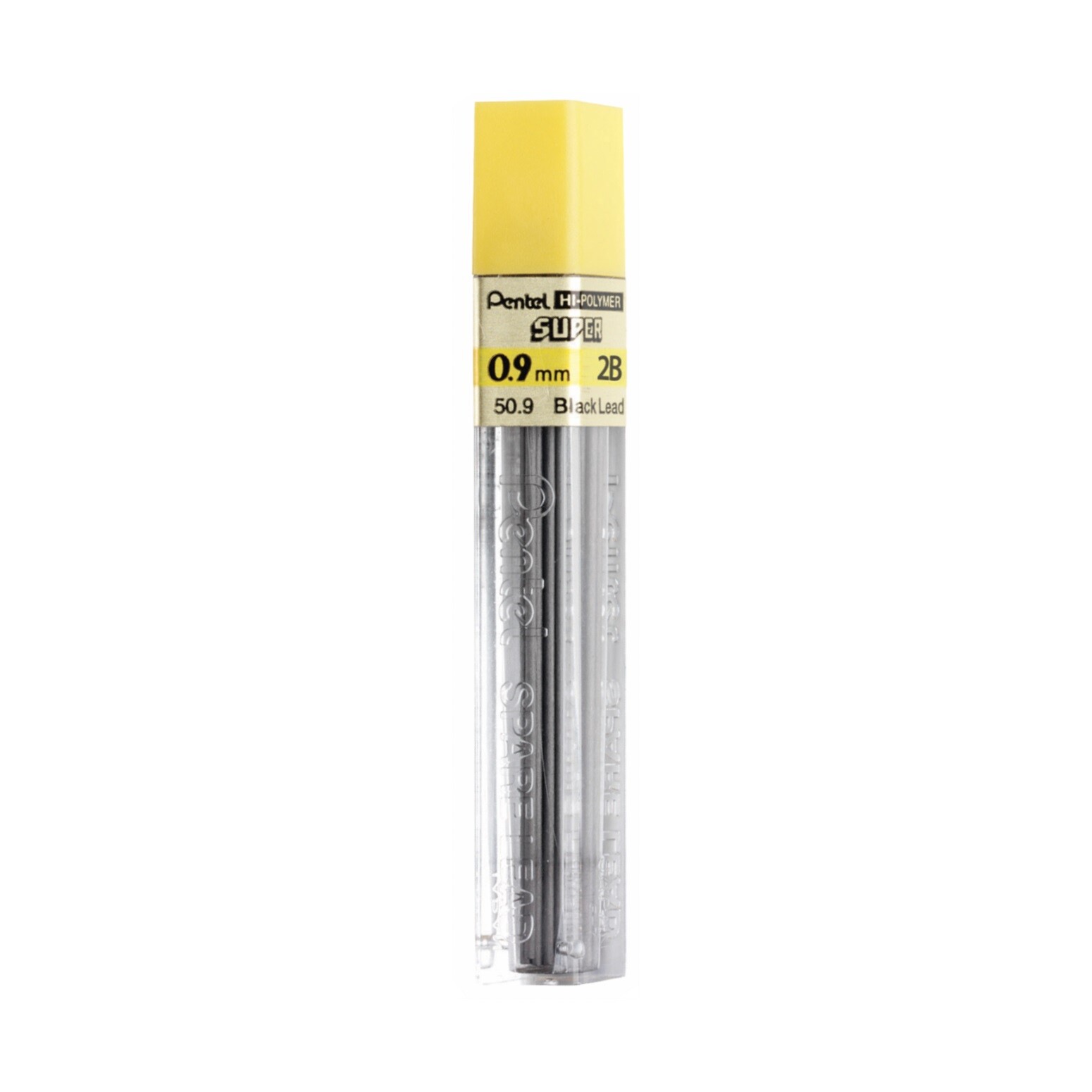 50-9-2B Pentel Hi-Polymer Lead, 0.9mm Lead Size, 2B, Black, Pack of 1 Tube