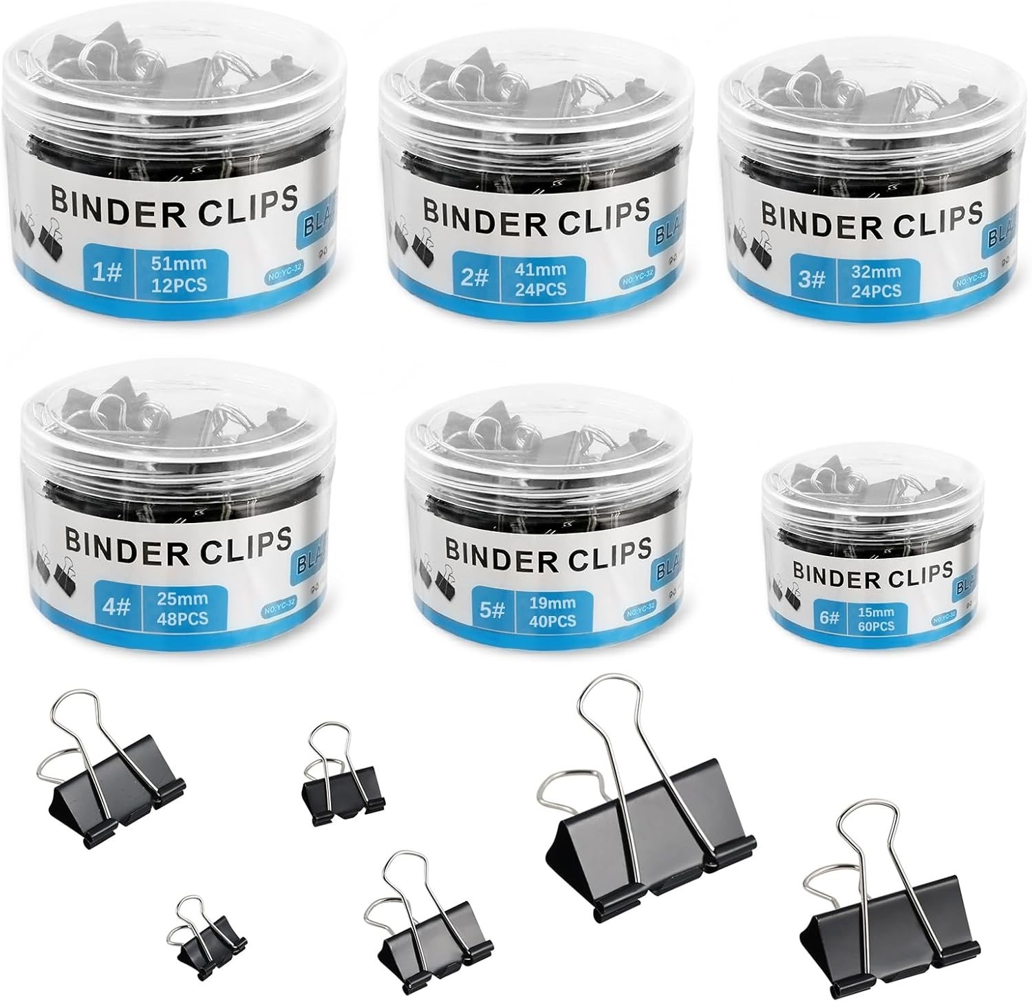 Durable 208 PCS Tempered Steel Binder Clips – Classic Black for Office & School