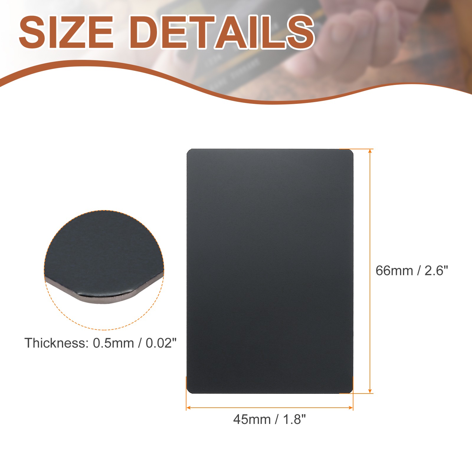 5pcs Metal Business Cards Blanks 2.6×1.8×0.02 Inch Titanium Laser Engrave Black