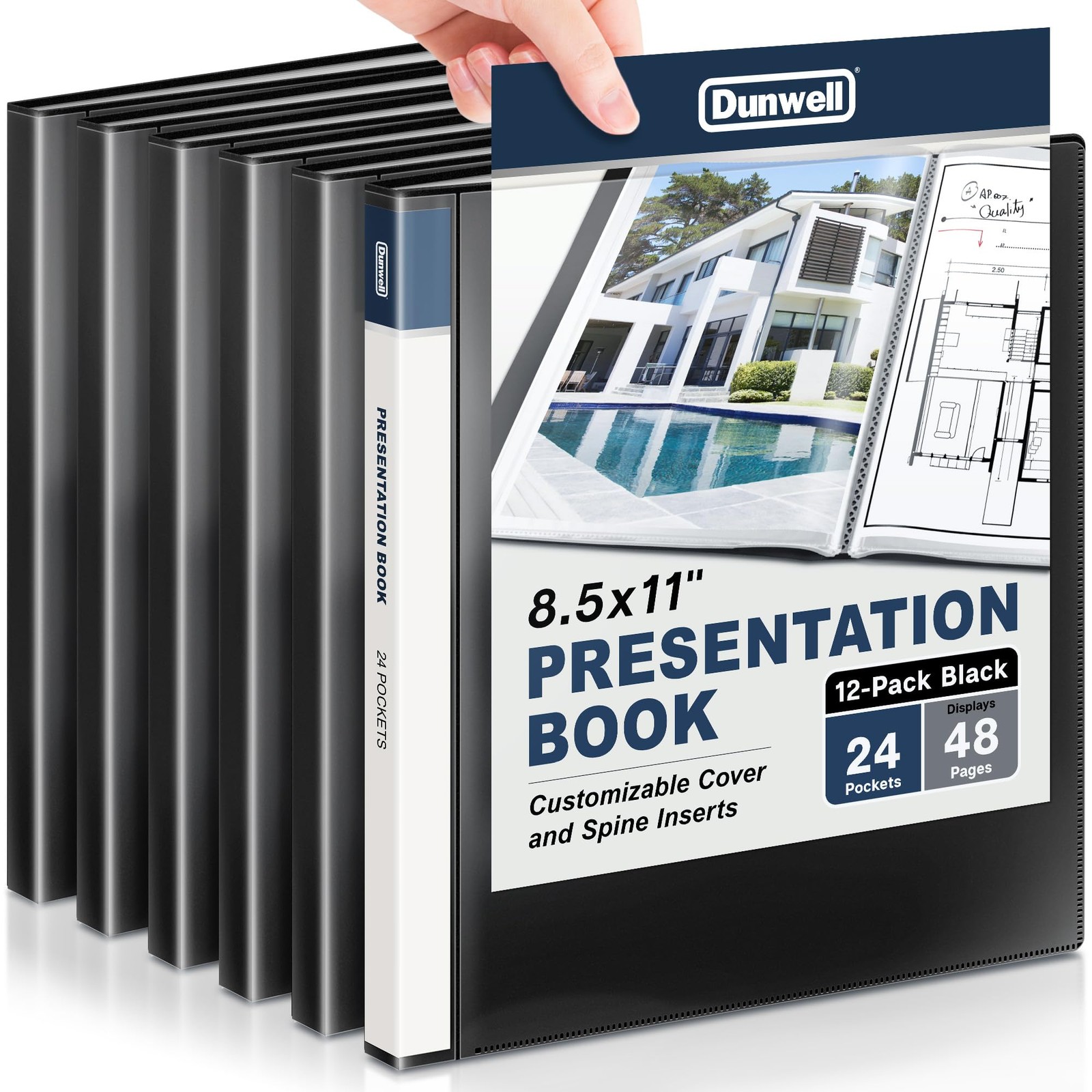 Presentation Binder 24-Pocket, Displays 48 Pages, 8.5×11 Portfolio Binder wit…