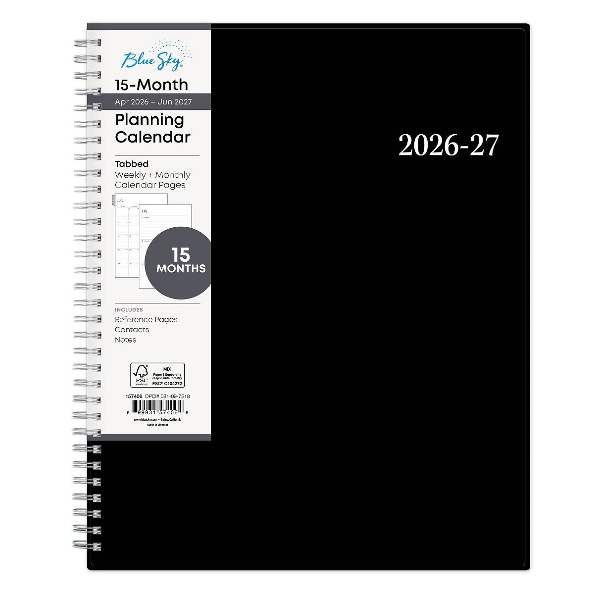 Blue Sky 8.5″x11″ 2026-2027 Planner Weekly/Monthly 15 Months Safety Wirebound