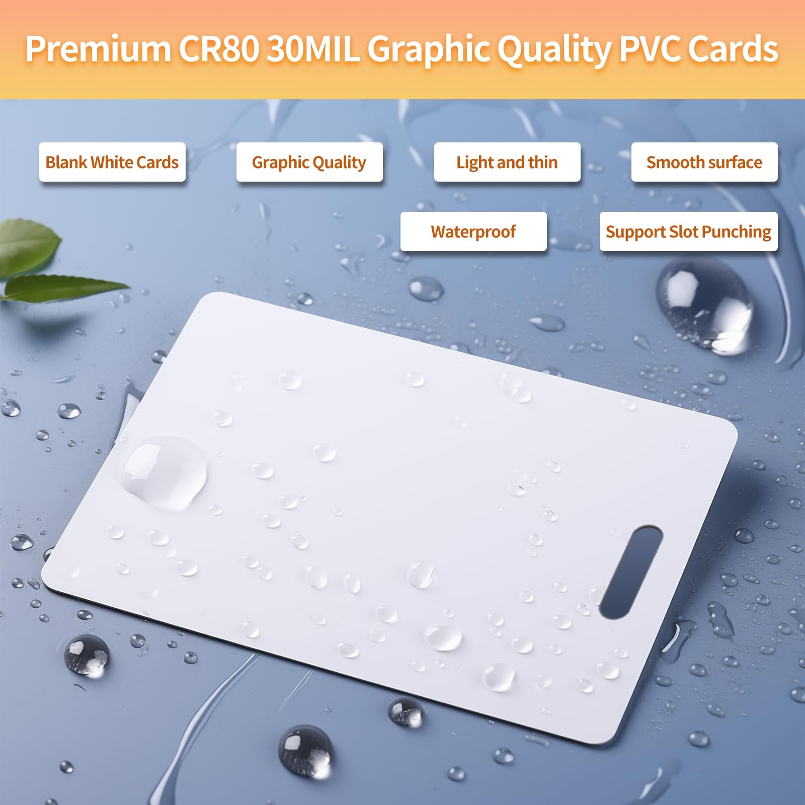 100 Pack Premium Blank PVC Cards with Slot 100 Pack, Vertical Punch