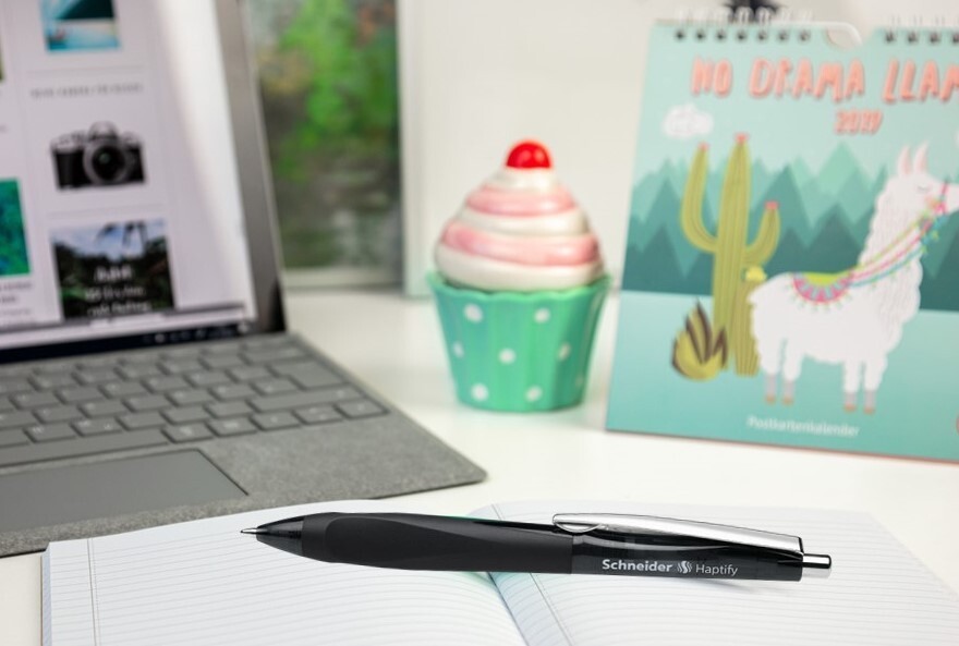 Schneider Haptify Ergonomic Ballpoint Pen, Turquoise, Blue Ink – 1 ea-LAST One