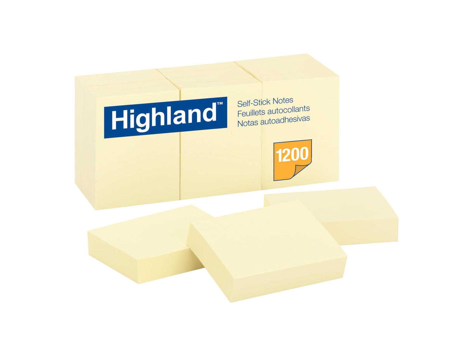 Highland Sticky Notes, 1.5 x 2 Inches, Yellow, 12 Pack 1.5″ x 2″, Yellow