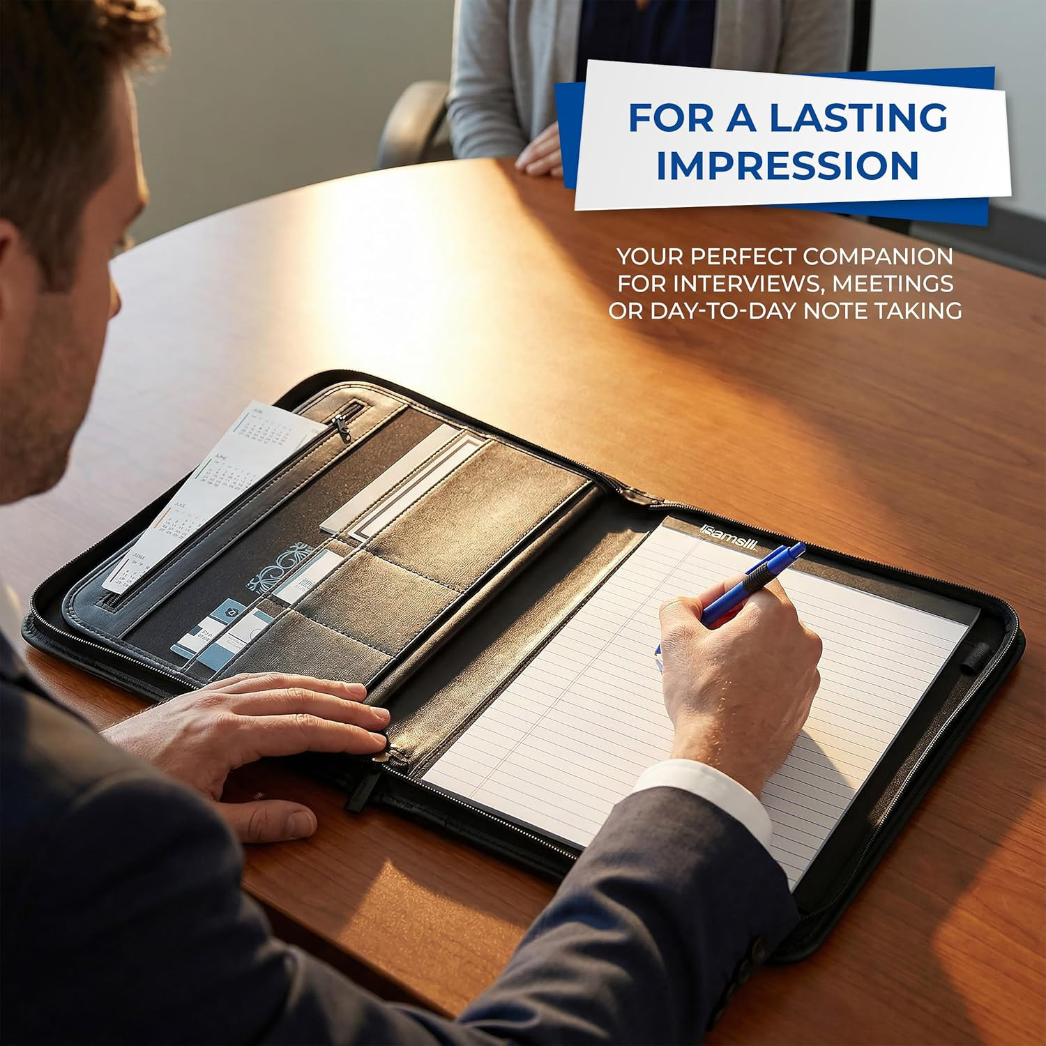 Professional Padfolio with Secure Zippered Closure, 10.1 Inch Tablet Sleeve, and