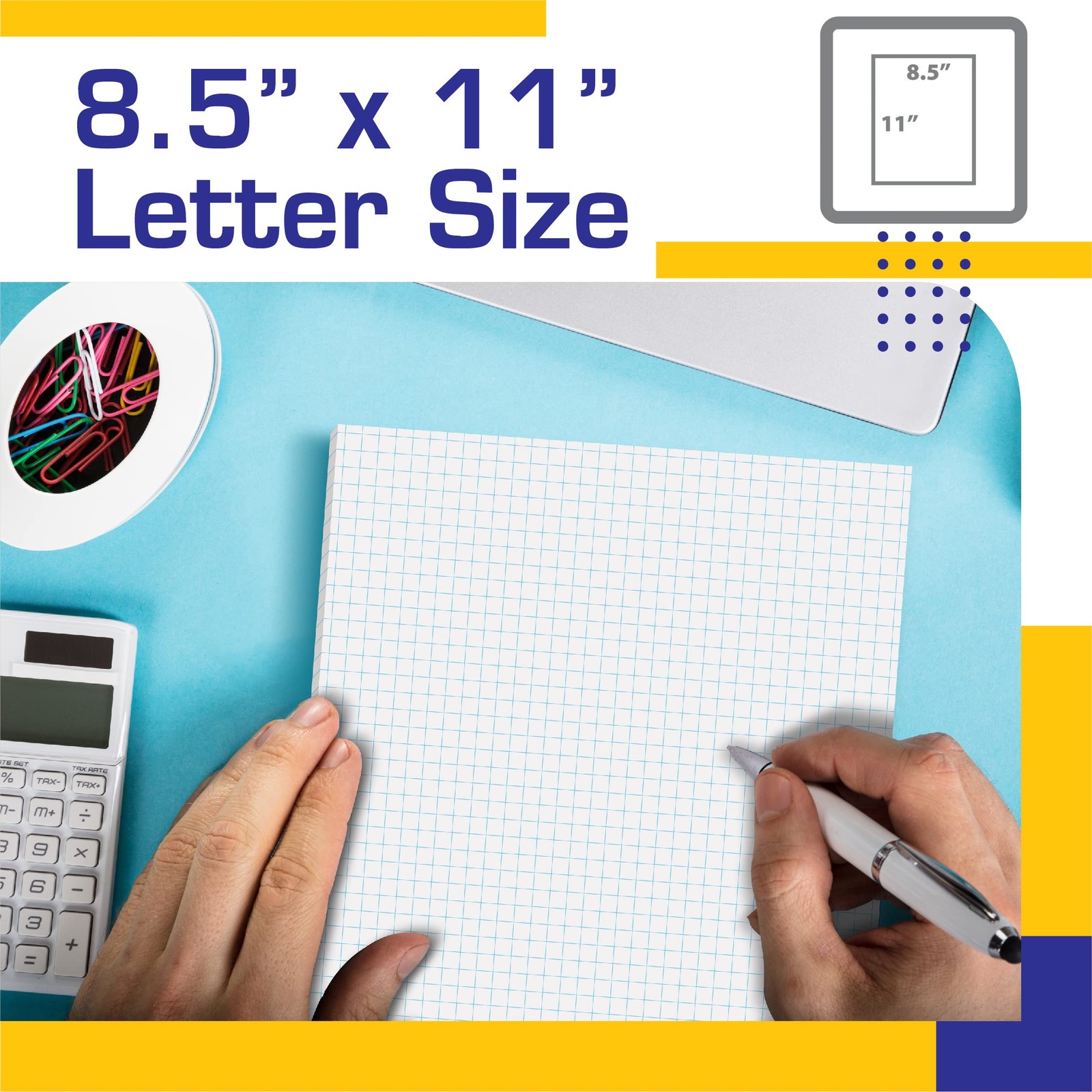 Better Office Products Graph Paper Pad, 8.5″ x 11″, 50 Sheets, Blue,White