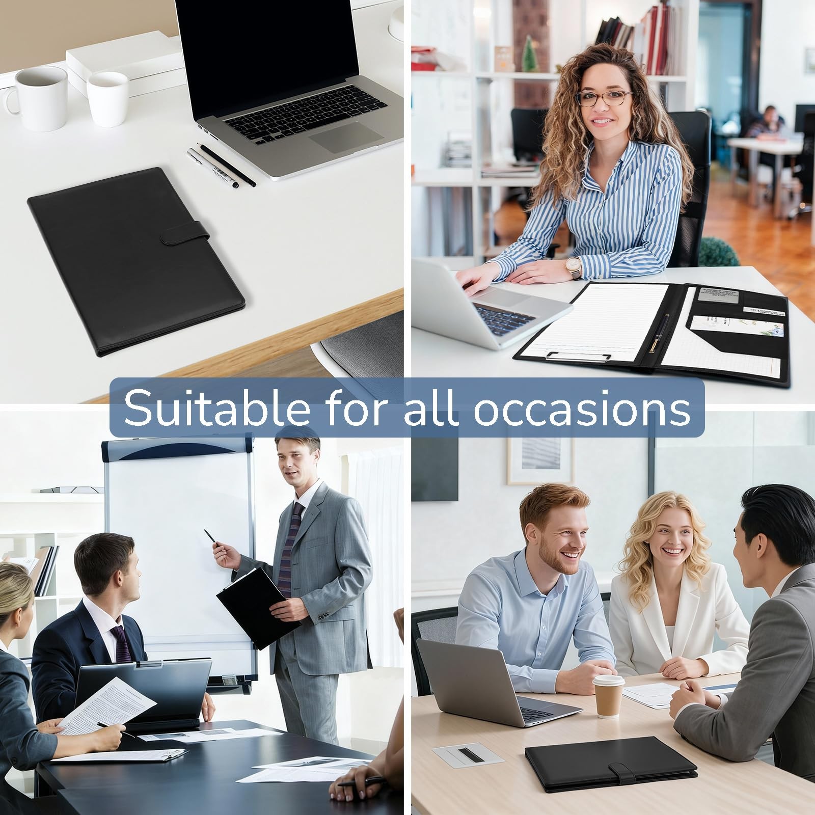 Professional Padfolio with Clipboard, Faux Leather Portfolio Folder Binder Legal