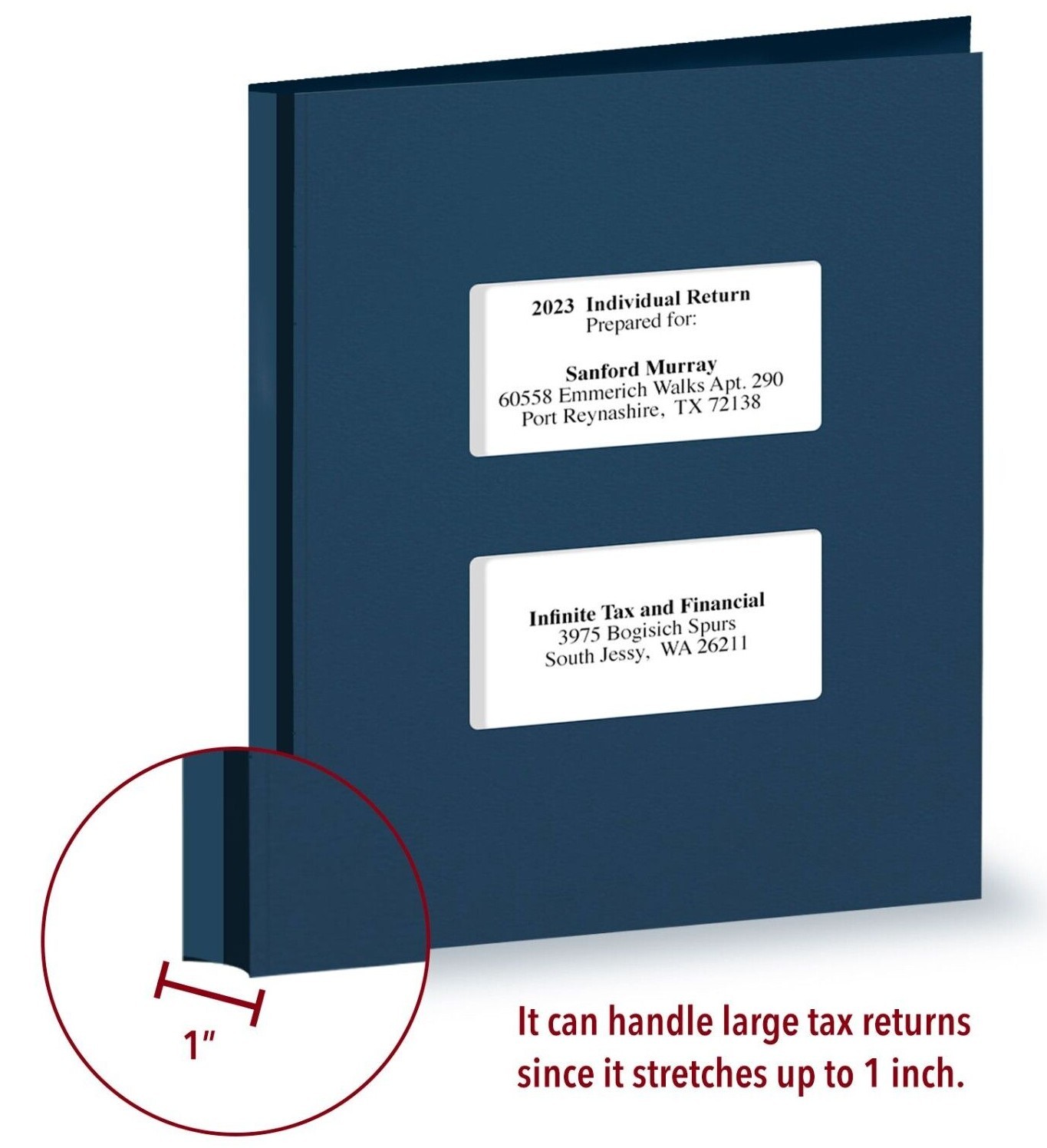 🔥 Double Window Tax Return Folder with 2 Pockets dark blue *Ship Today*
