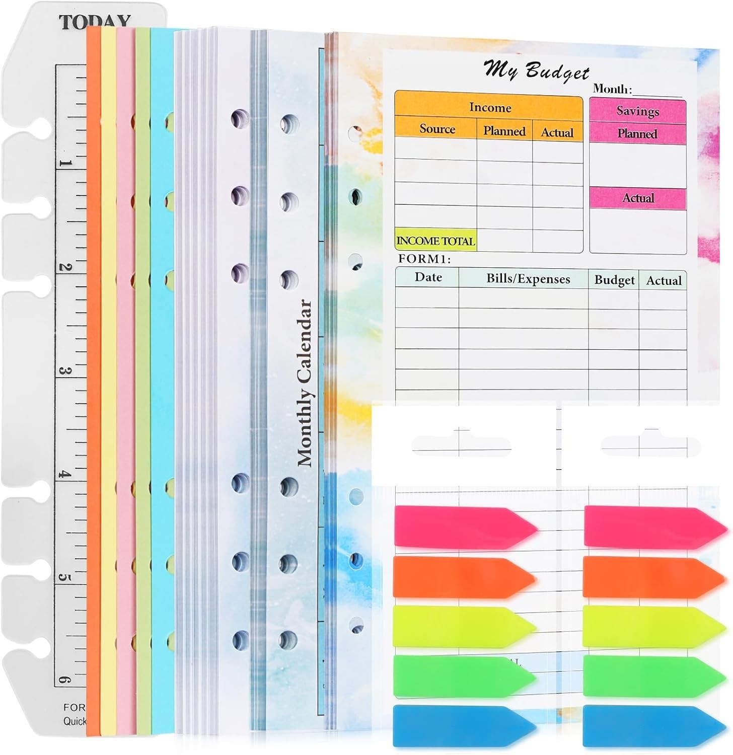 Toplive 7 Pack A5 Planner Inserts Monthly Weekly Planner Refills Paper 6 Ring Ex