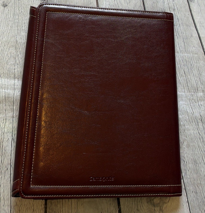 Samsonite Leather Portfolio Legal Pad Folio Burgundy Red Attache Briefbag Binder