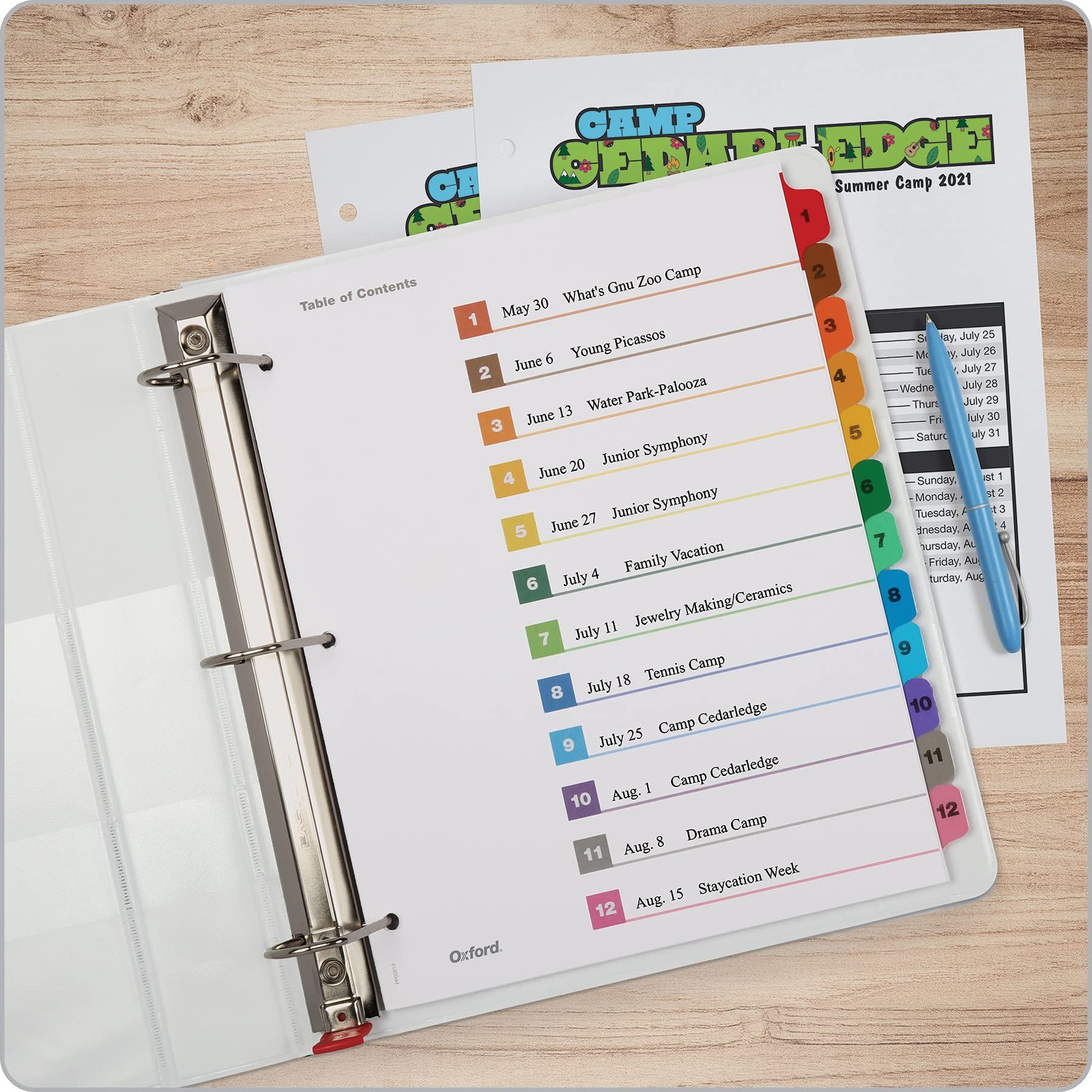 Oxford OneStep Binder Dividers, 12 Tab Numeric Divider Sets, Customizable Table