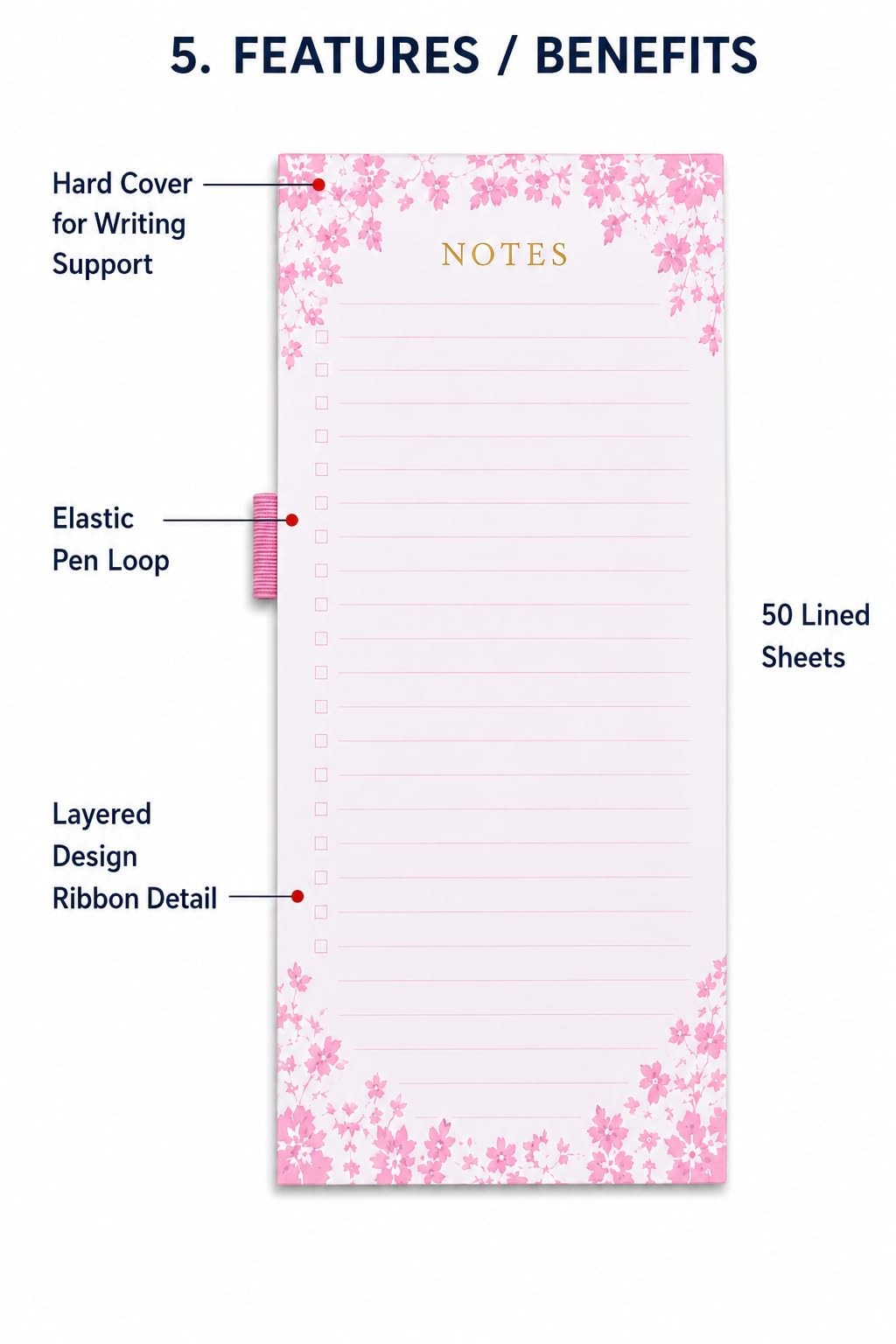 English Garden Flip Pad with Pen – 6×8.25 Inch Thick Notepad, Sturdy Hardcove…