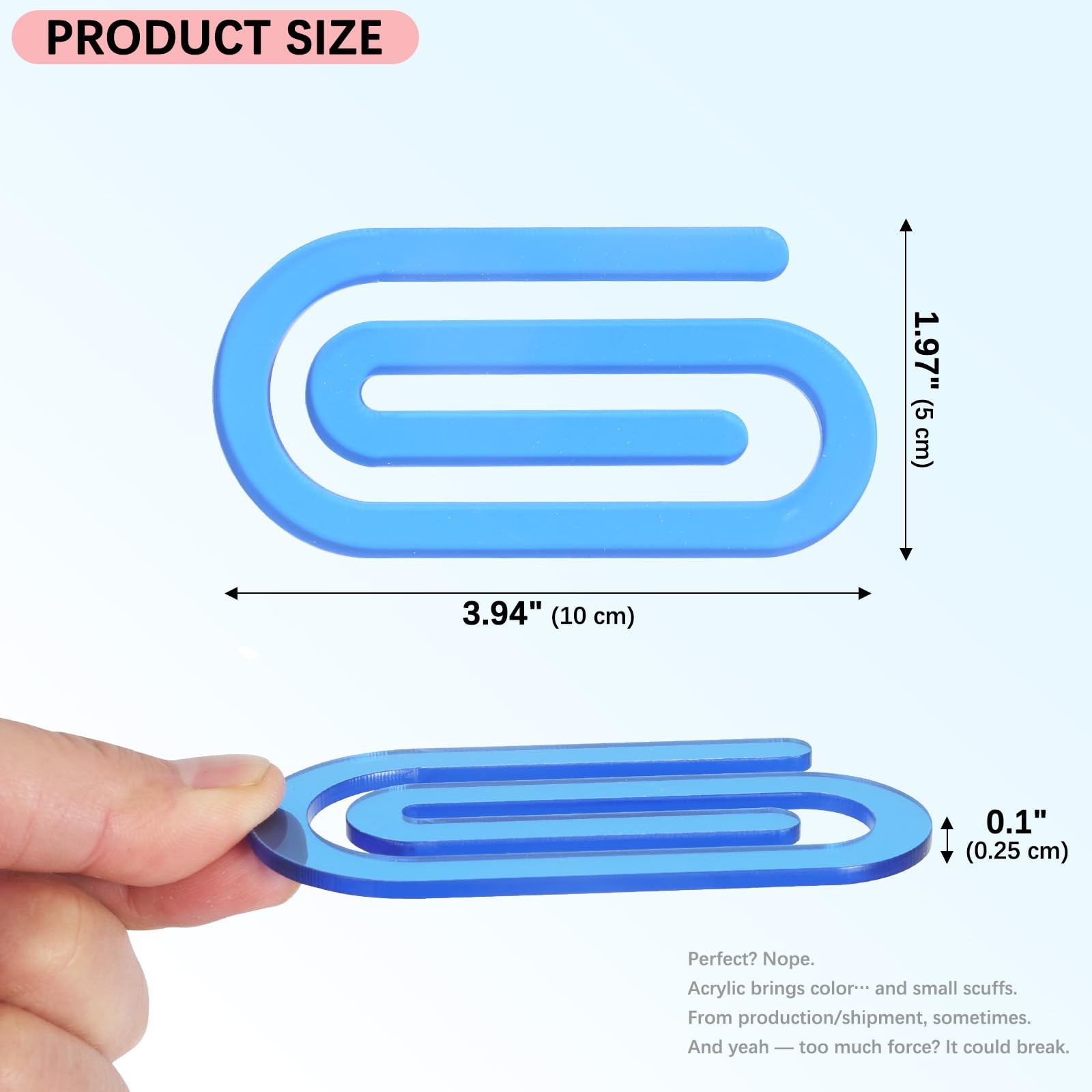 Graduation Gifts, 24 Pcs Jumbo Translucent Acrylic Paper Clips, Minimalist Ae…