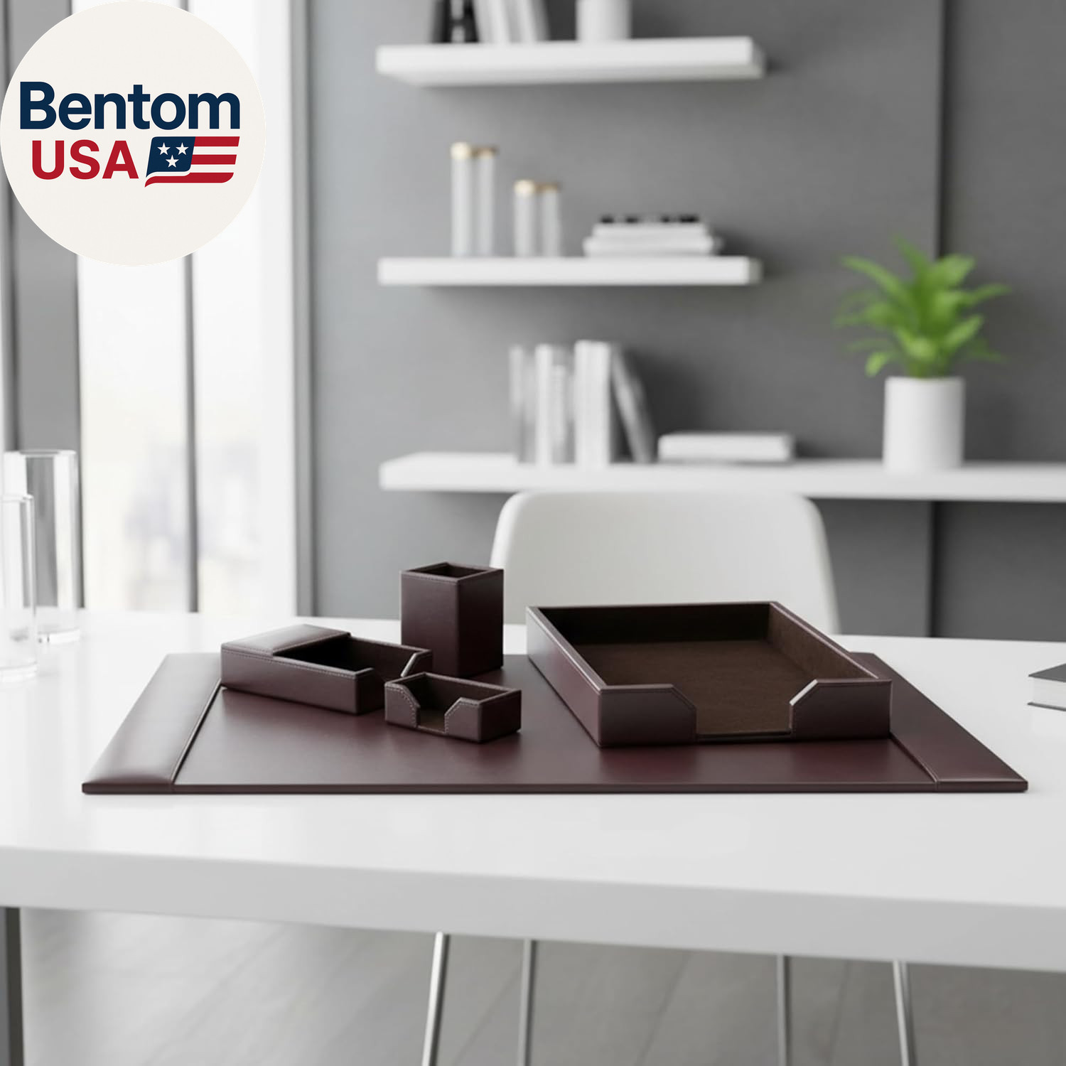 Bonded Leather Desk Set – Luxury Leather Desk Pad & Desk Organization Essentials