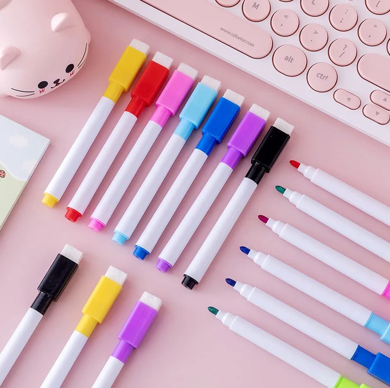 8Pcs Dry Erase Whiteboard Markers Chisel Tip Low Odor School Office Set