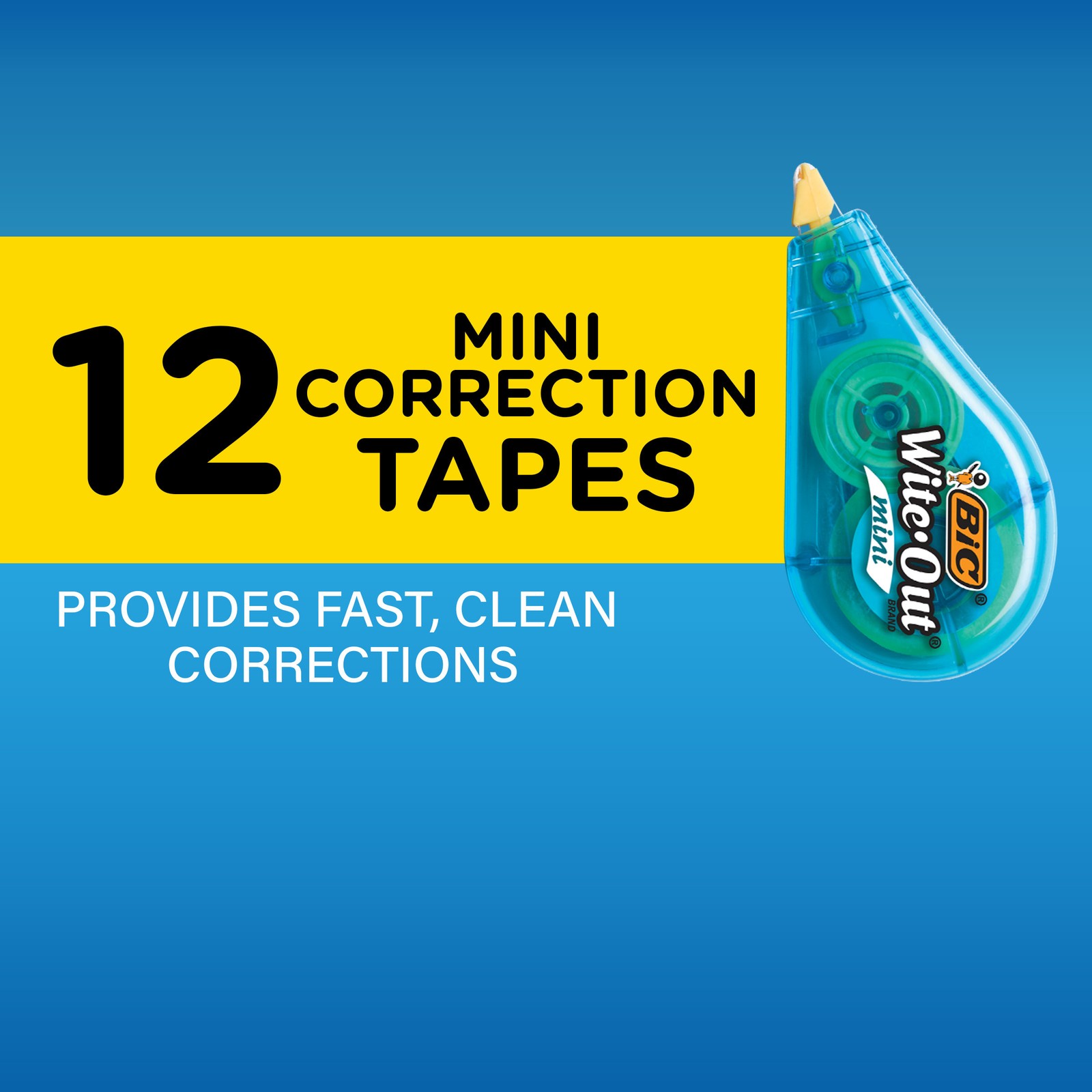 BIC Wite-Out Brand Mini Instant Correction Tape, White, 12-Count Pack