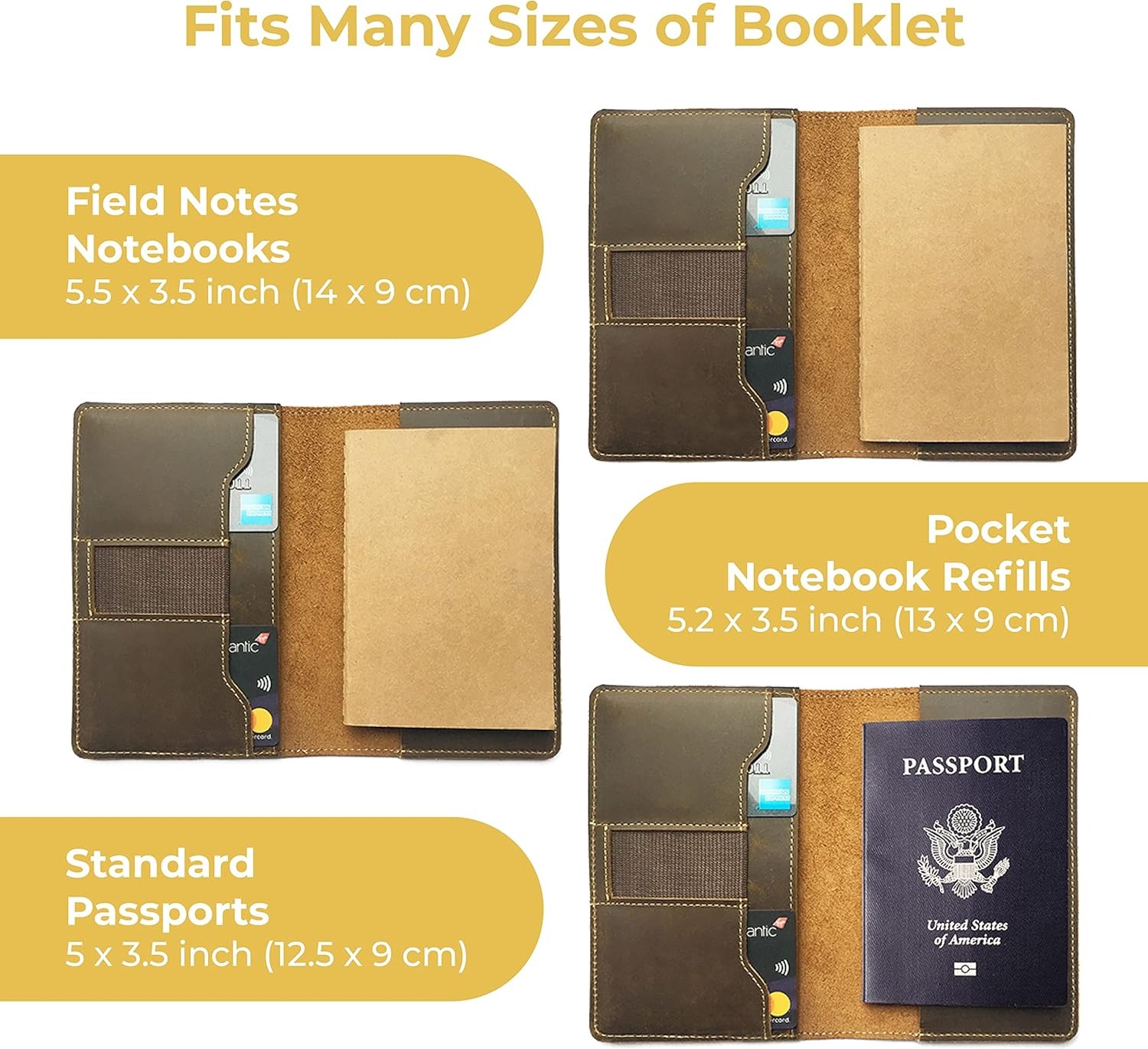 Sovereign Gear Leather Field Notes Cover for Moleskine 3.5×5.5in