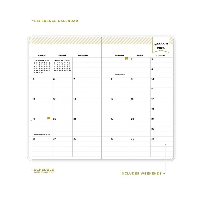 2026-2027 Blue Sky Day Designer Heirloom Cream Monthly Planner (6.125″ x 3.625″)