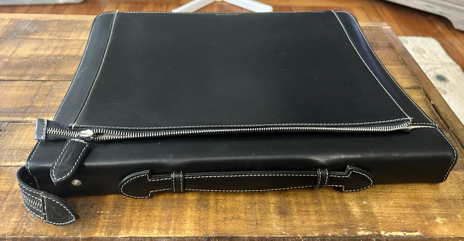 Aspinal of London Black Leather Zip around Portfolio with pocket + ring binder