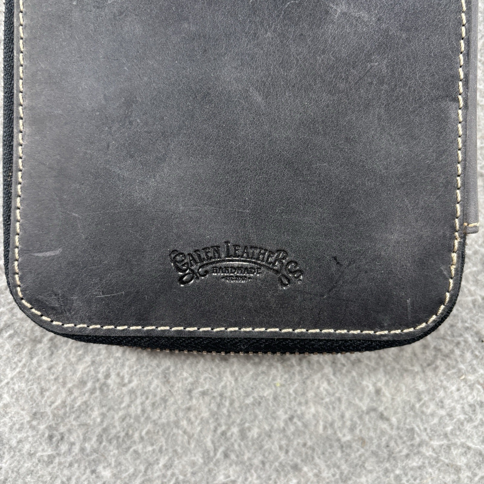 Galen Leather Leather Zipper Hobonichi Weeks Cover Navy Blue