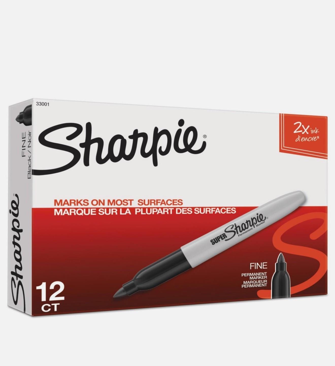 Sharpie 30001 Fine Tip Permanent Markers, Black – 12 Count