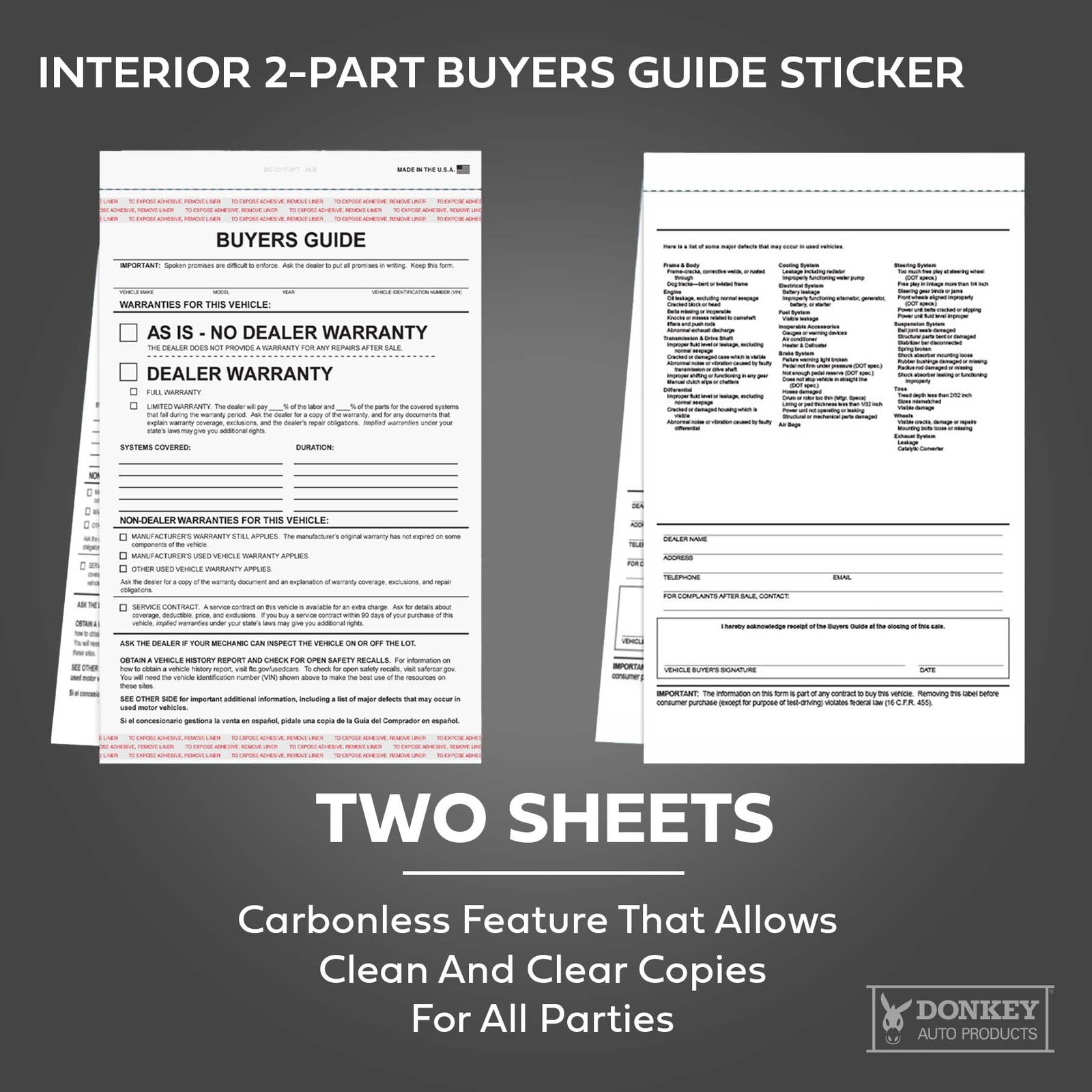 2 Part Buyers Guide Form – Adhesive Tape – English – As is – (100 per Pack) (…
