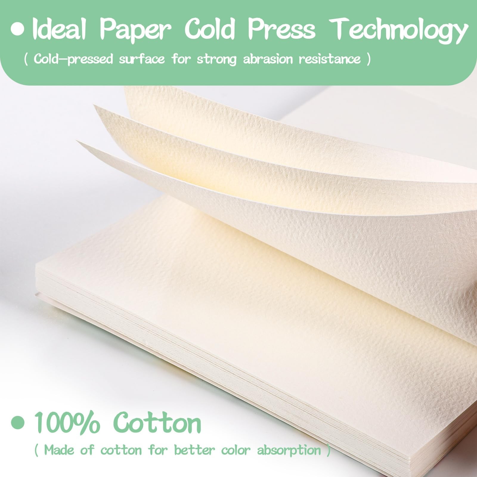 30 Sheets Watercolor Paper Pad, A5 (8.3 x 5.8) Cold x 5.8″), white