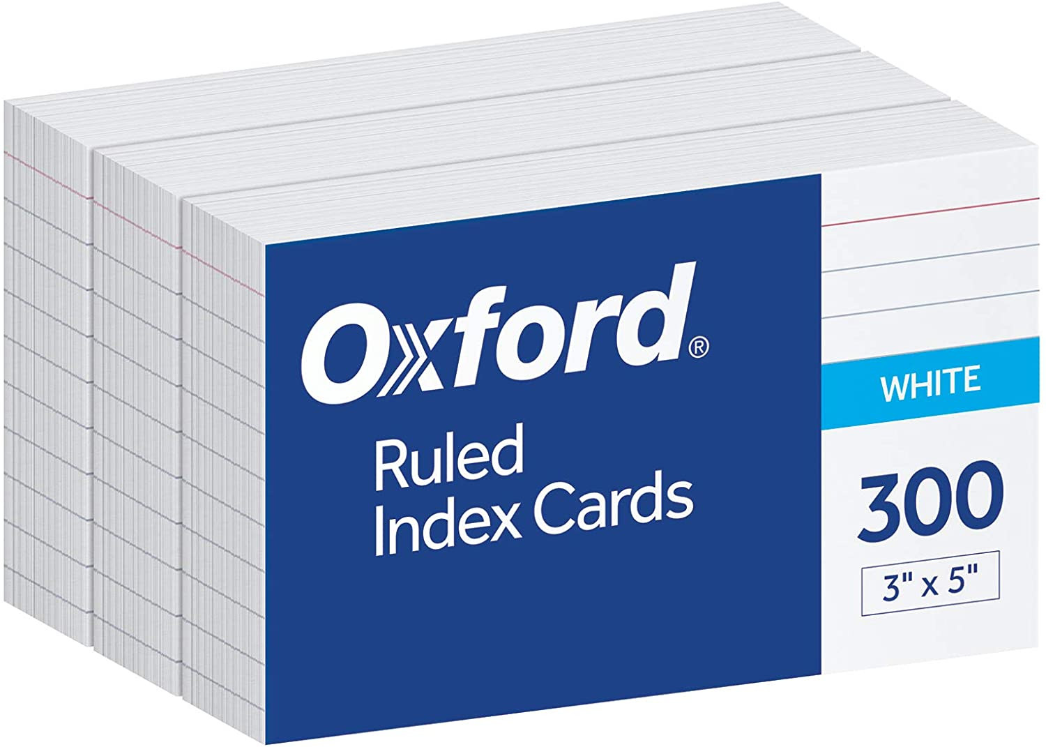 Ruled Index Cards, 3″ X 5″, White, Lined Index Flashcards, 300 per Pack (10022)