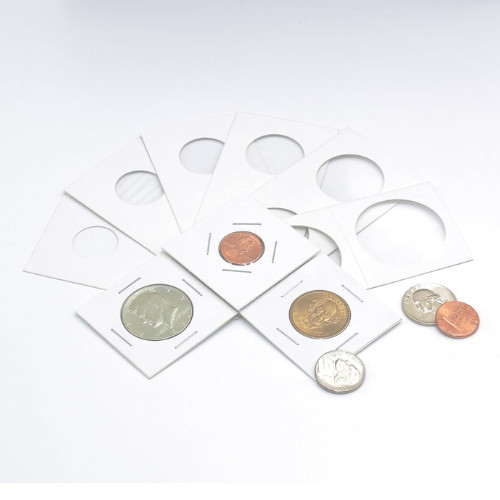 600PCS Coin Flips in 6 Sizes Cardboard Coin Holders for Colletors 2X2 Inch Coin