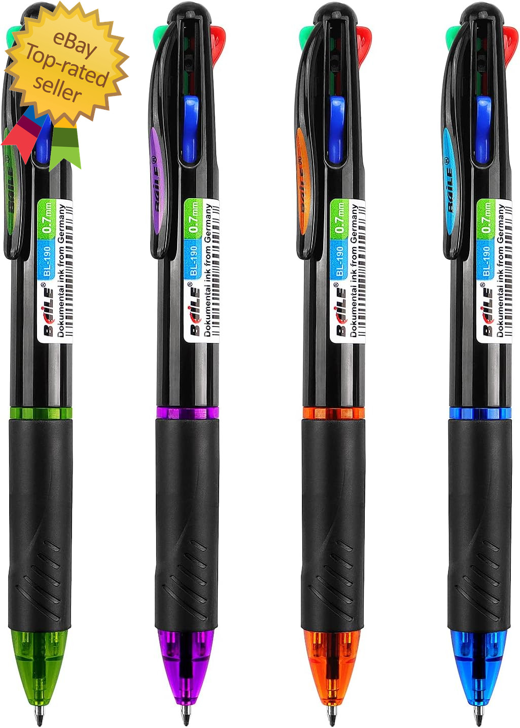 4 Pack Multicolor Ballpoint Pens 4-In-1 0.7Mm Colored Retractable Ballpoint Gift