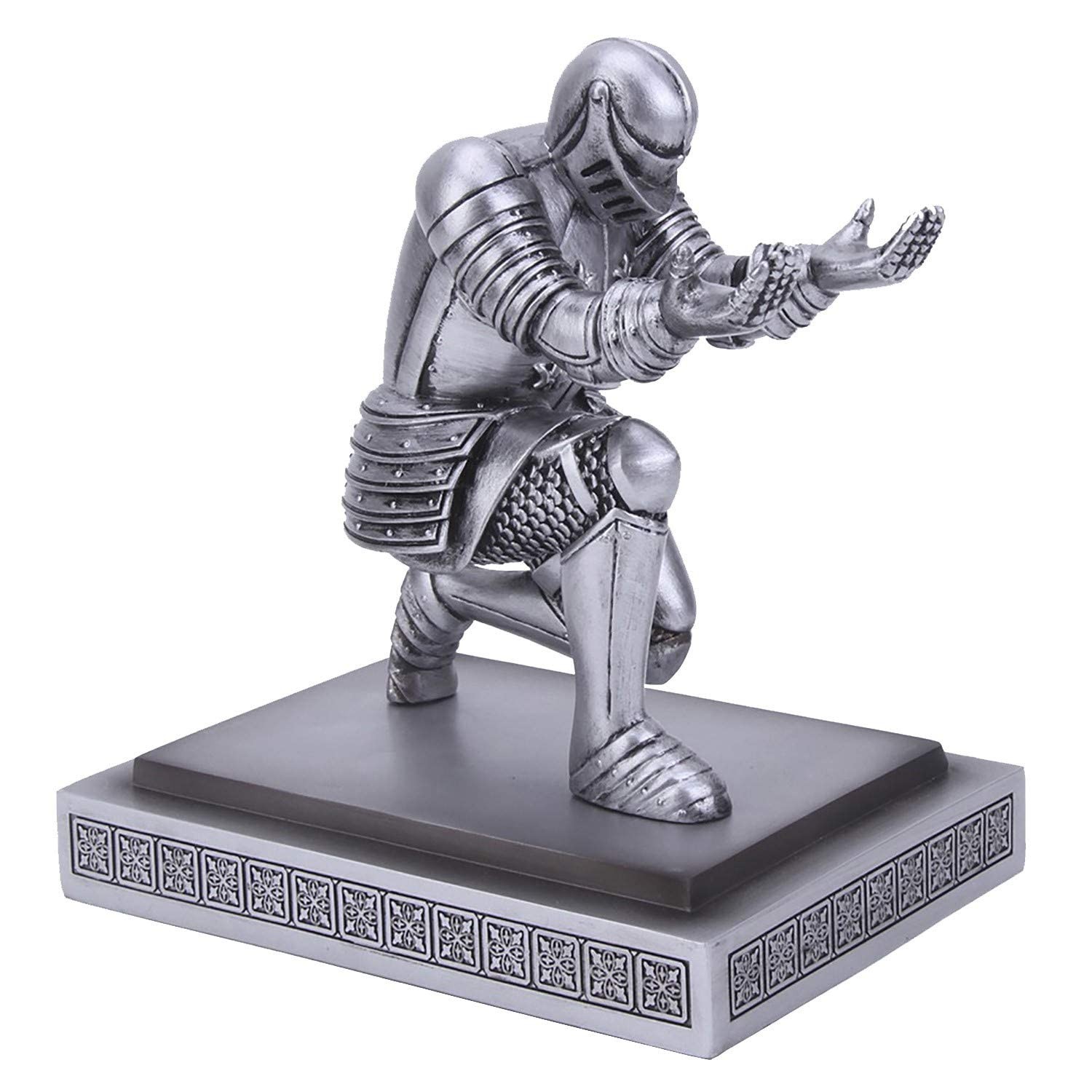 XMXIAYUN Knight Pen Holder Stand with a Pen, Personalized Desk Silver
