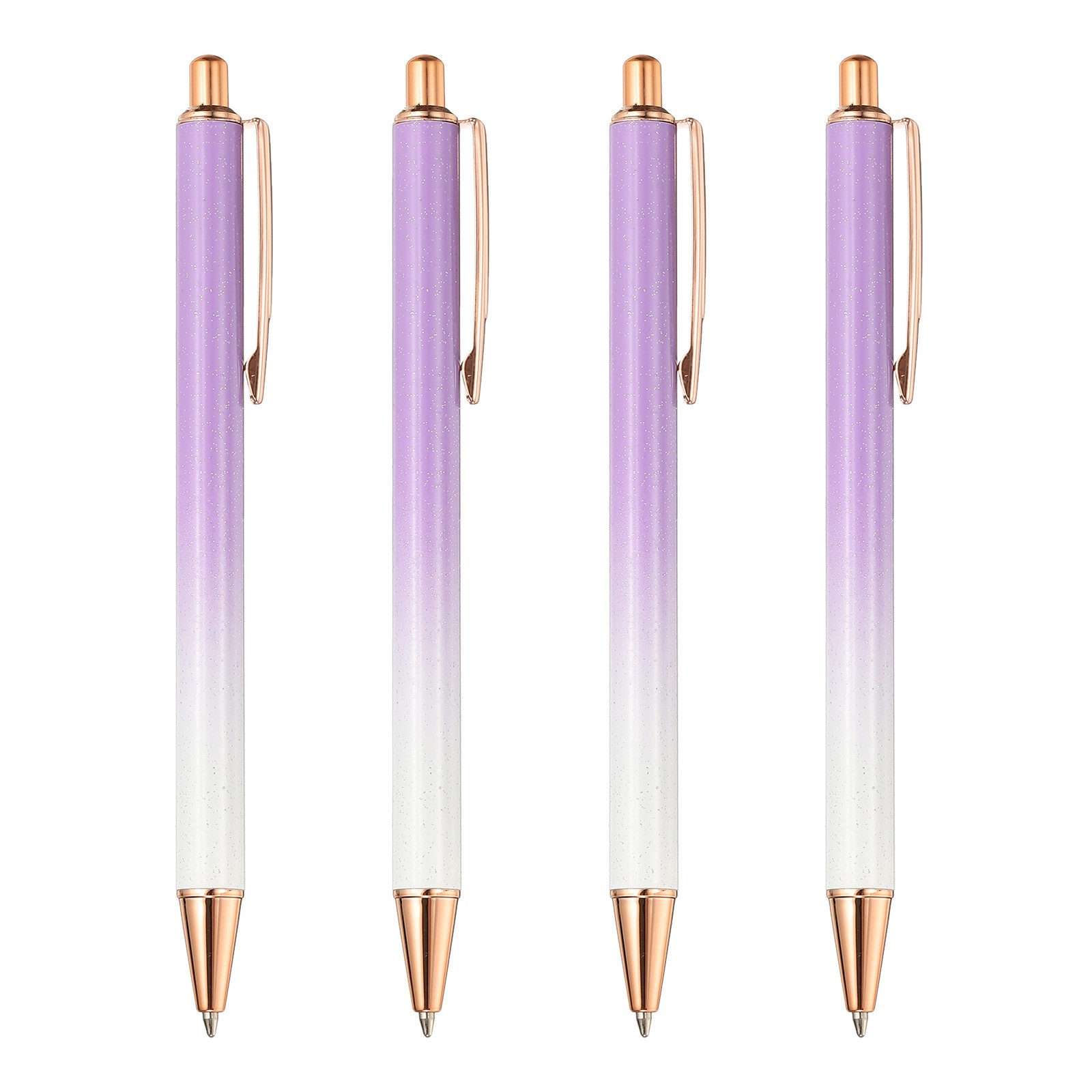 Metal Ballpoint Pen, 4Pcs Retractable Pens Black Ink Style 2, Light Purple/White