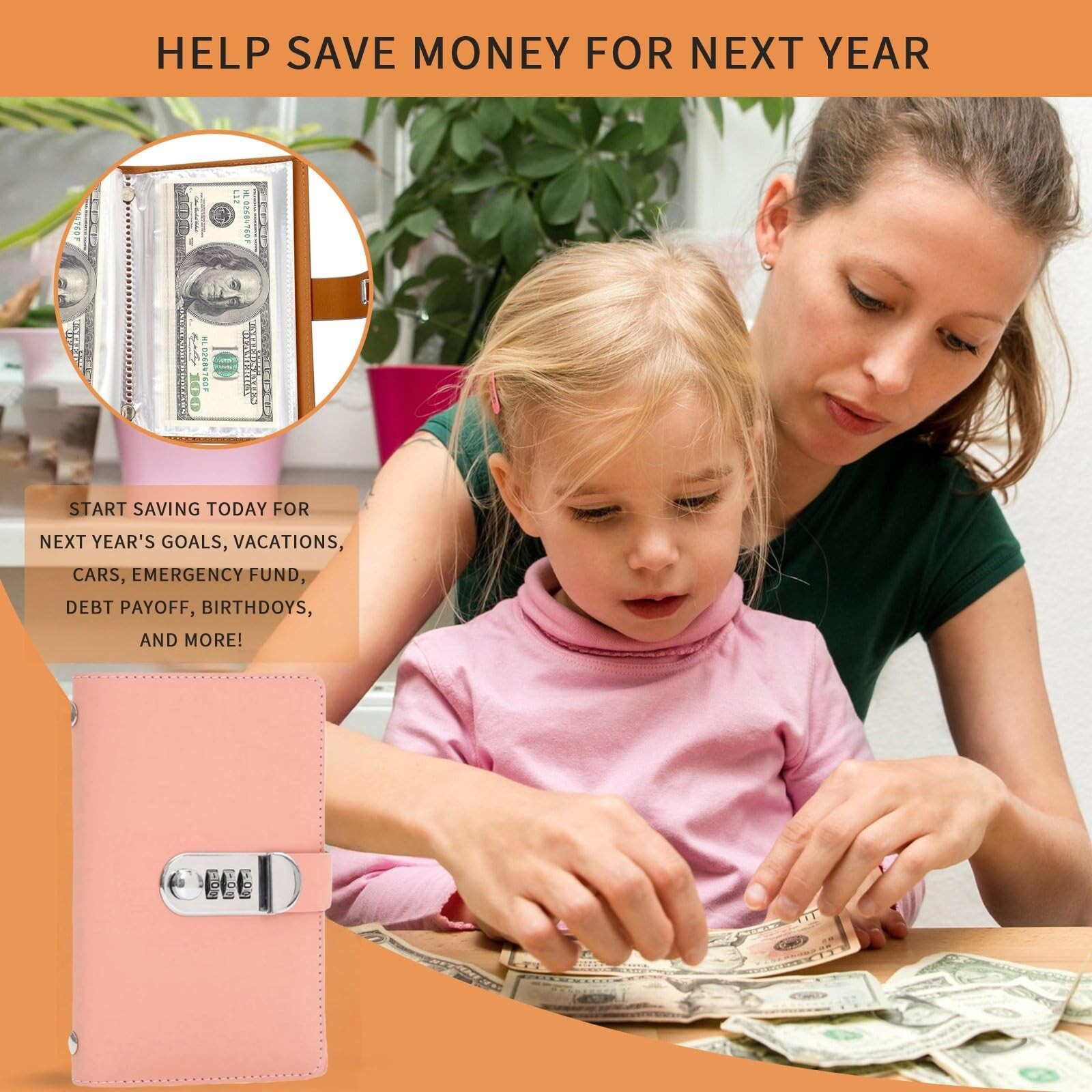 Pink 100 Envelope Challenge Binder Savings Book Money Saving Tracking Goals
