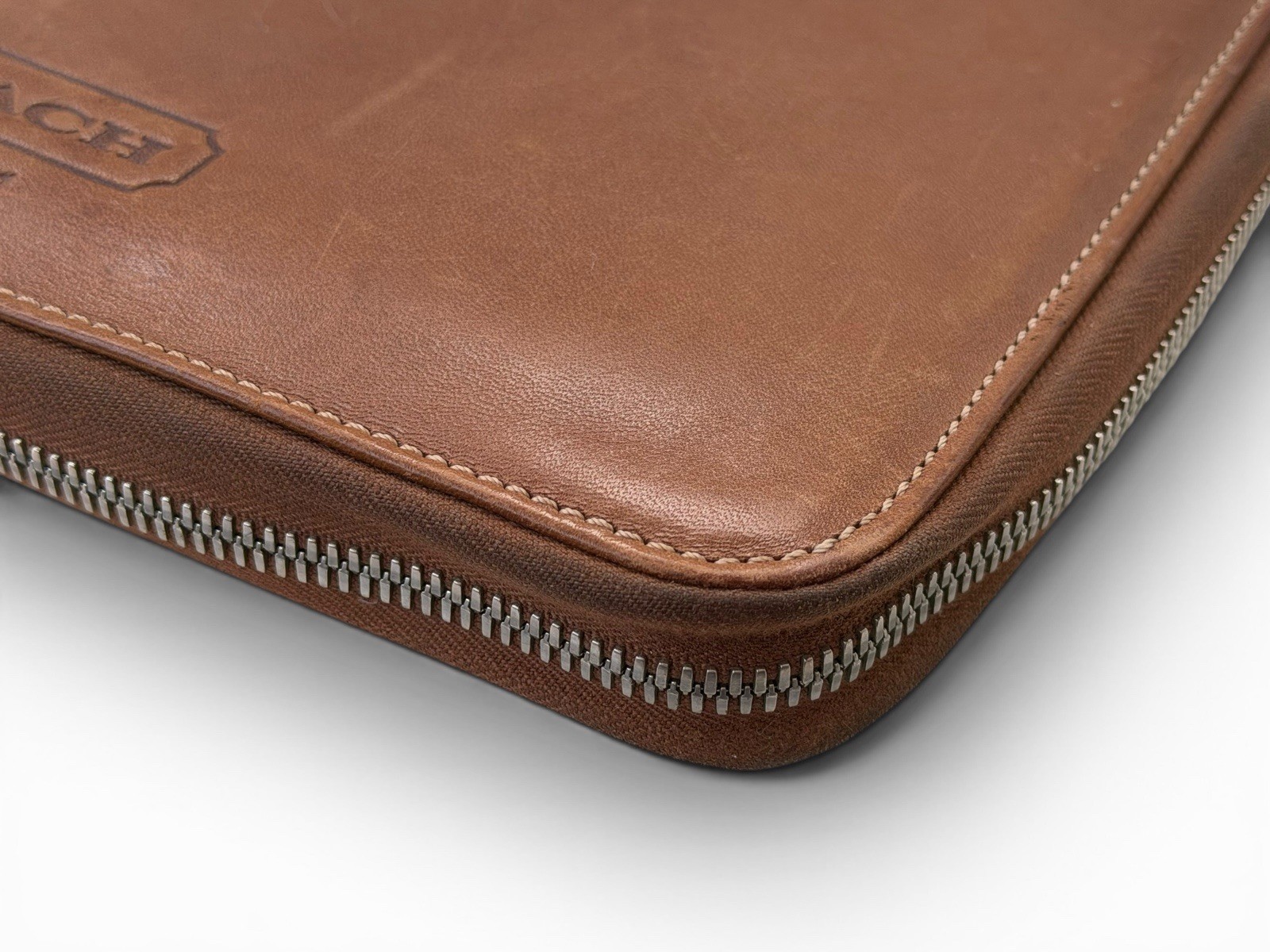 Vintage Coach Leather Bi-fold Zipped Business Portfolio Organizer 11x13in