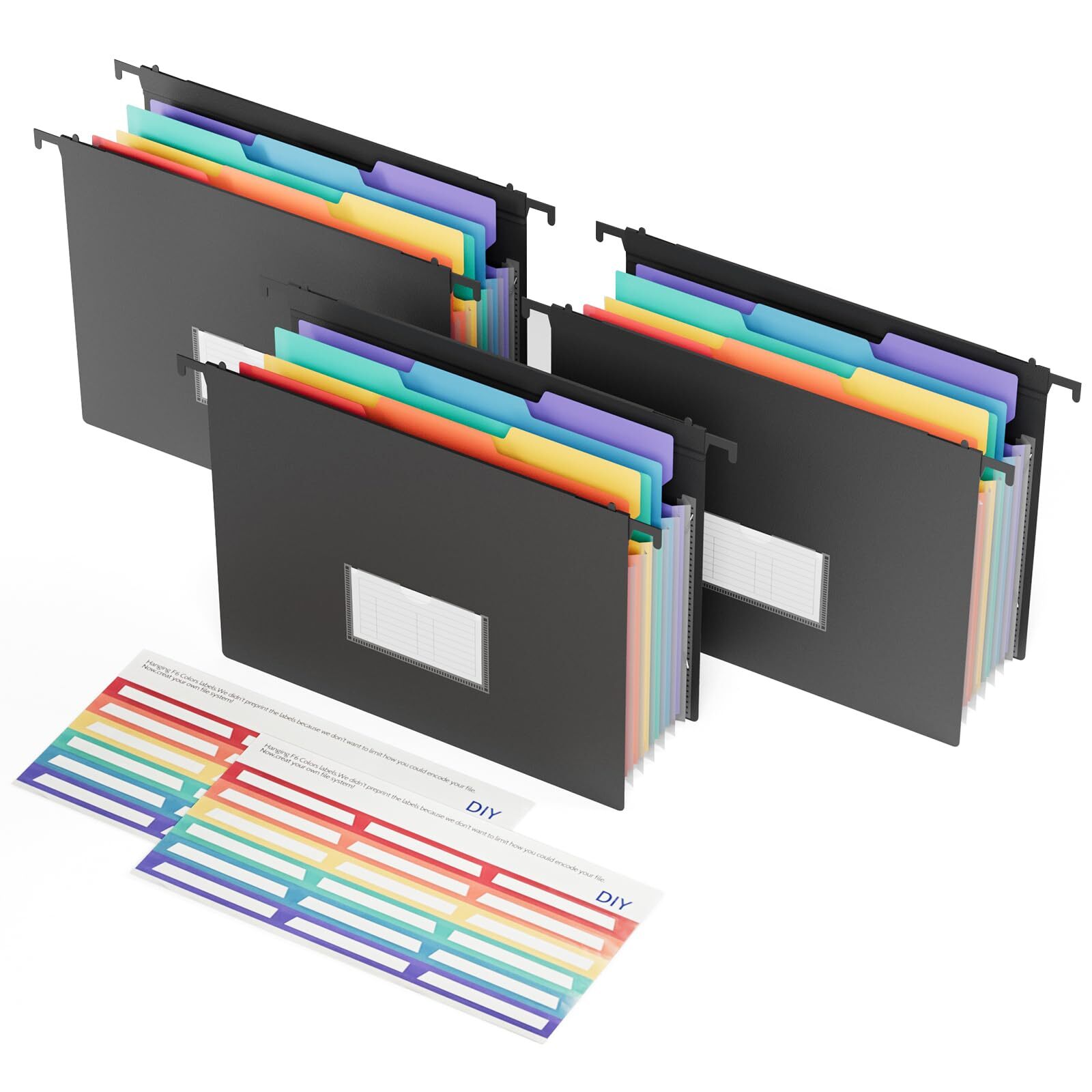3 Pack Expandable Hanging File Folder Letter Size for Filing Documents Cabinet