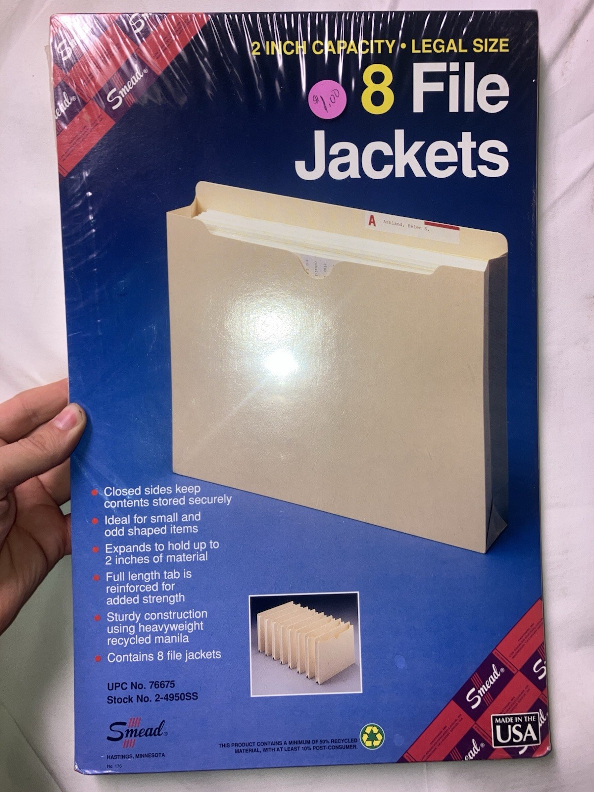 8 Manila File Jackets 2 Inch Expansion Letter Size Reinforced Tab NIP