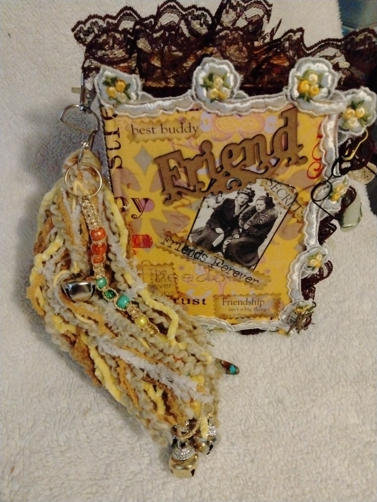 Handmade Hard Covered ” Friend ” Junk Journal