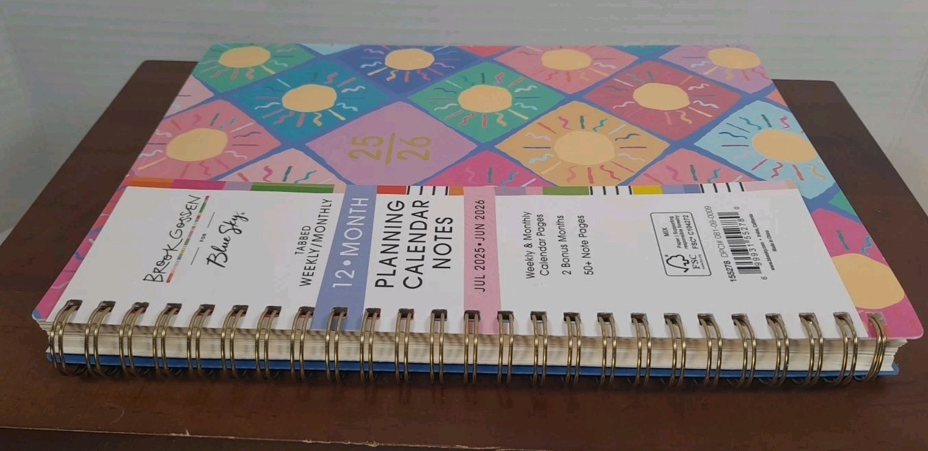 New 2025/2026 Brook Gossen For Blue Sky 12 Month Planner Tabbed Weekly Monthly