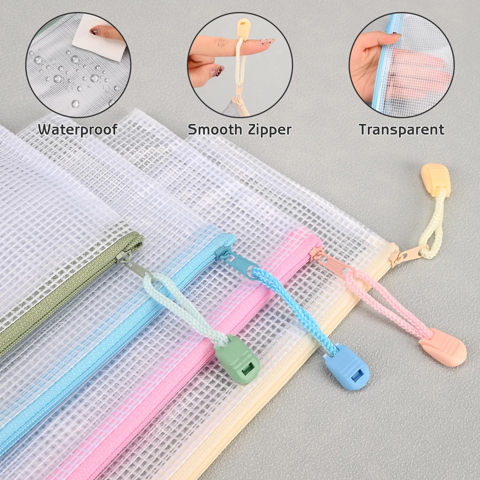 10Pcs Mesh Zipper Pouch Bags, A6 Sizes Pencil Waterproof Pouch Bag, Zipper Po…