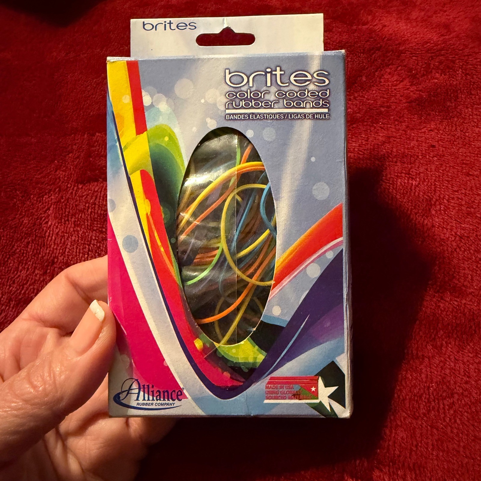 Alliance Rubber Company Brites Color Coded Rubber Bands Non-Latex 1.5oz Box