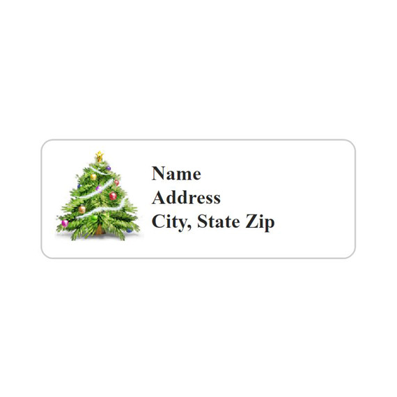 30 Personalized Christmas Tree Address Labels 1″ x 2.625″ FREE USA SHIPPING