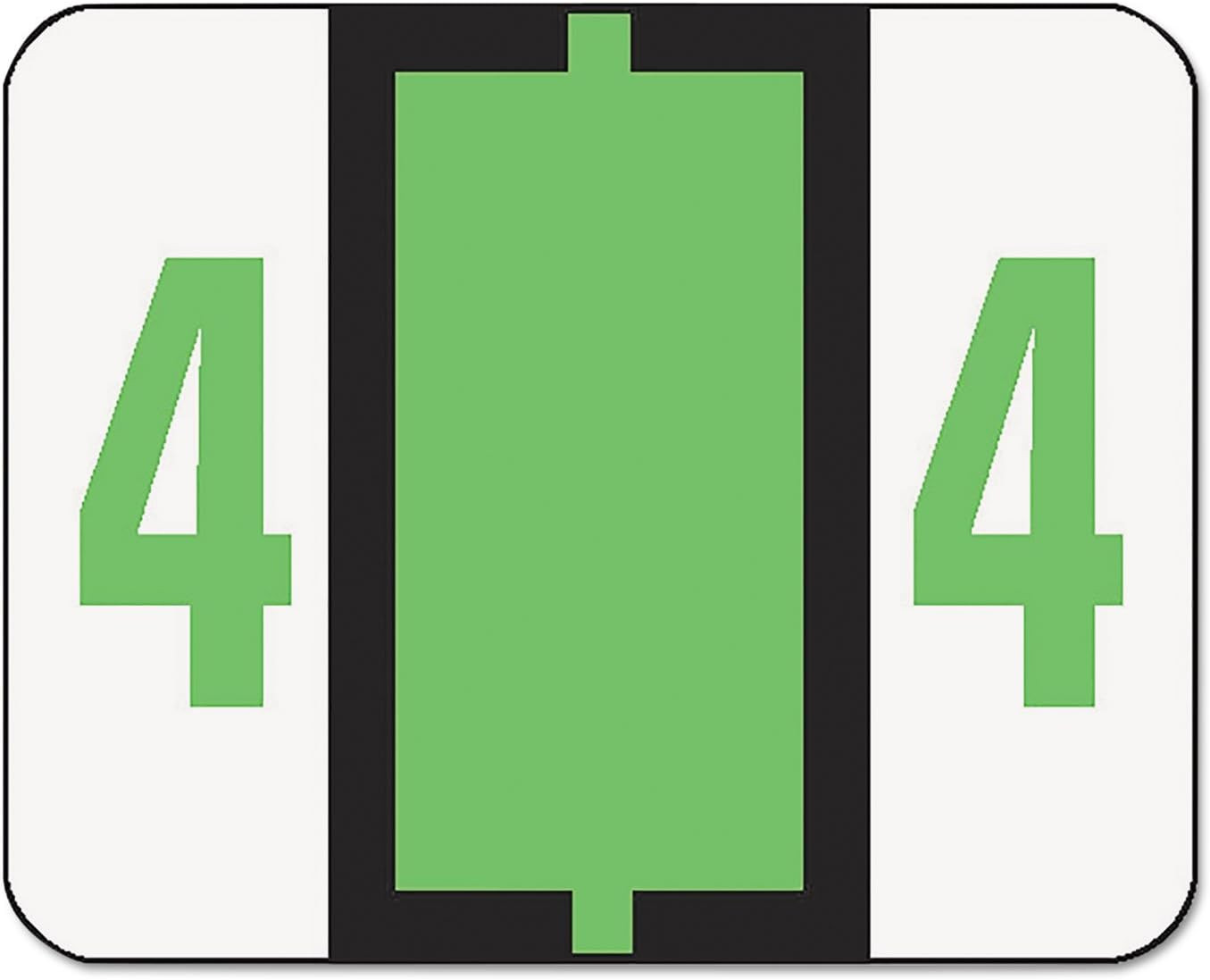 Smead BCCRN Bar-Style Color-Coded Numeric Label, 4, Label Roll, Light Green, 500