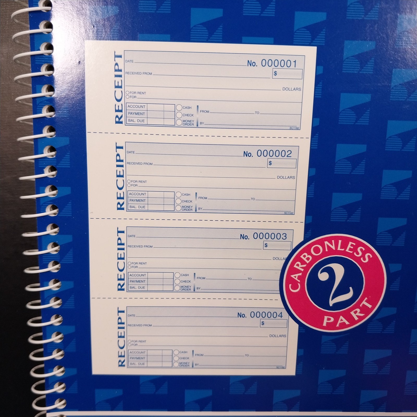 Pack of 5 Adams Money Rent Receipt Books 7-5/8″ x 11″ Carbonless 2 Part SC1182