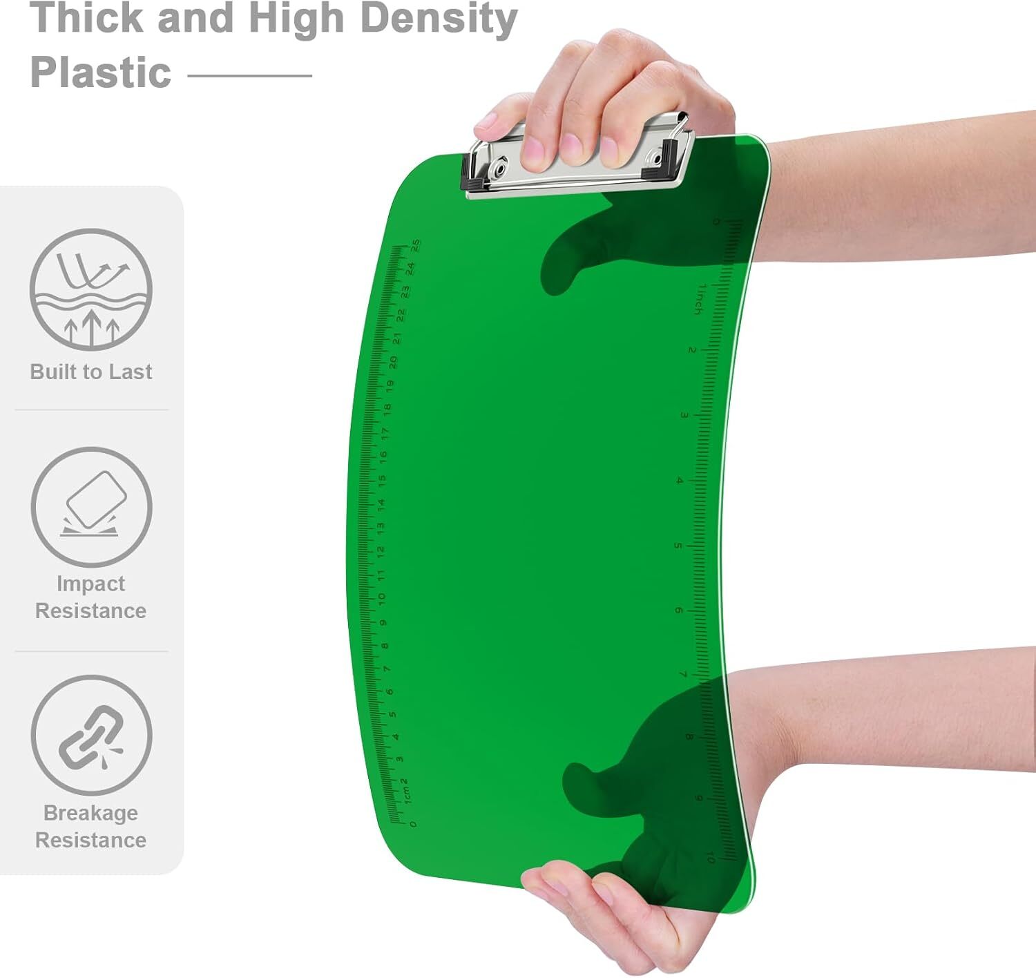 Plastic Translucent Clipboard w/ Low Profile Clip for Office School, 12.5×9 Inch