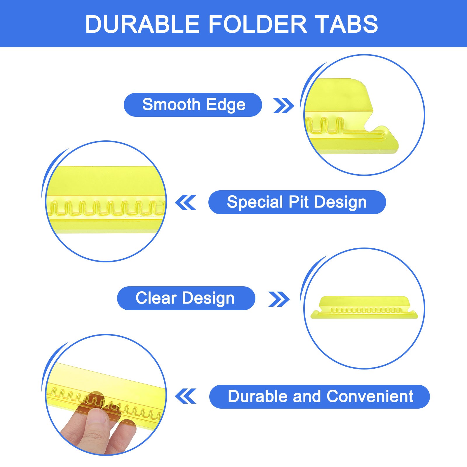 Hanging File Folder Tabs 4 Inch File Folder Tabs and Inserts Yellow 50Pcs