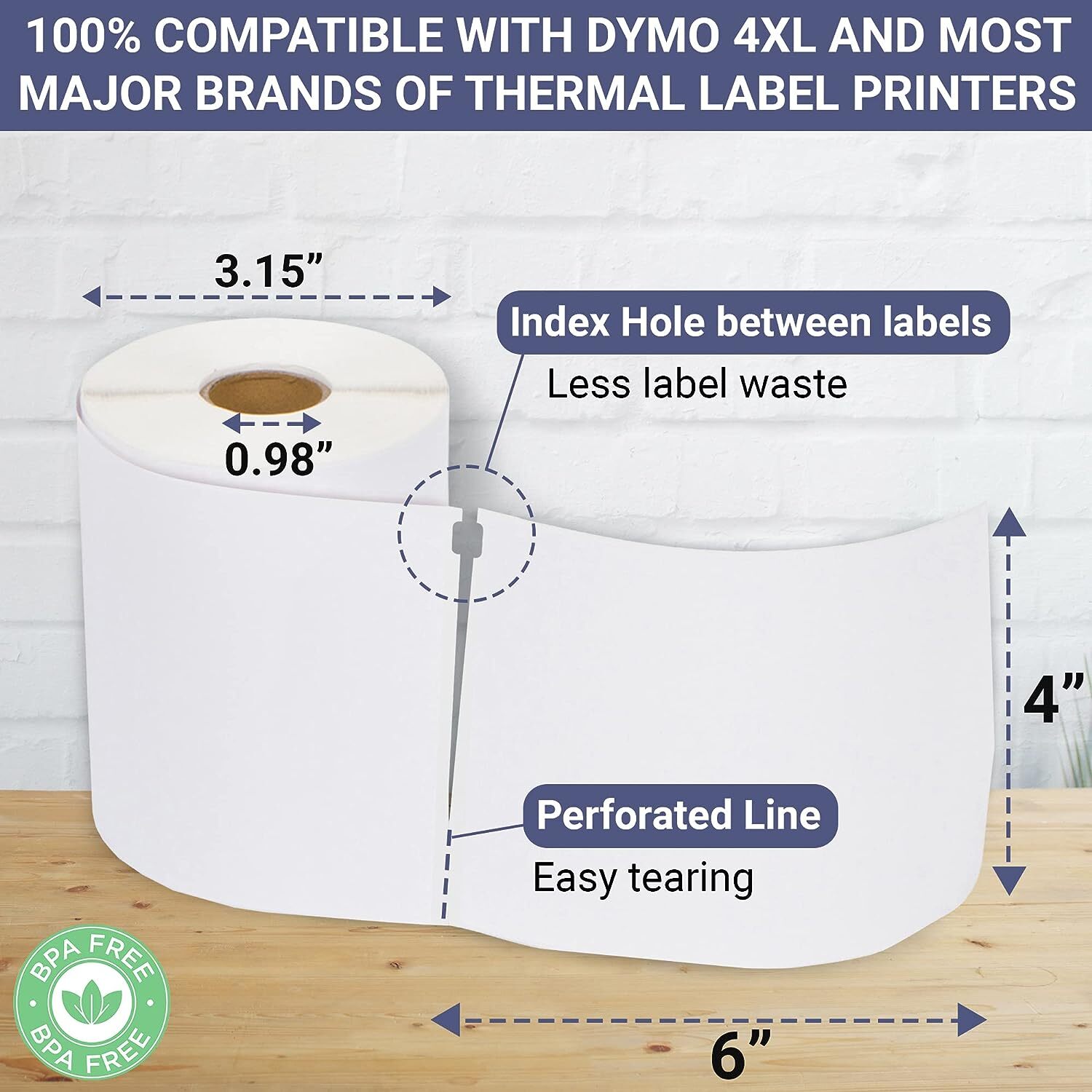 Rolls 220 Thermal Shipping Labels 4×6 Compatible 1744907 Dymo 4XL LabelWrite