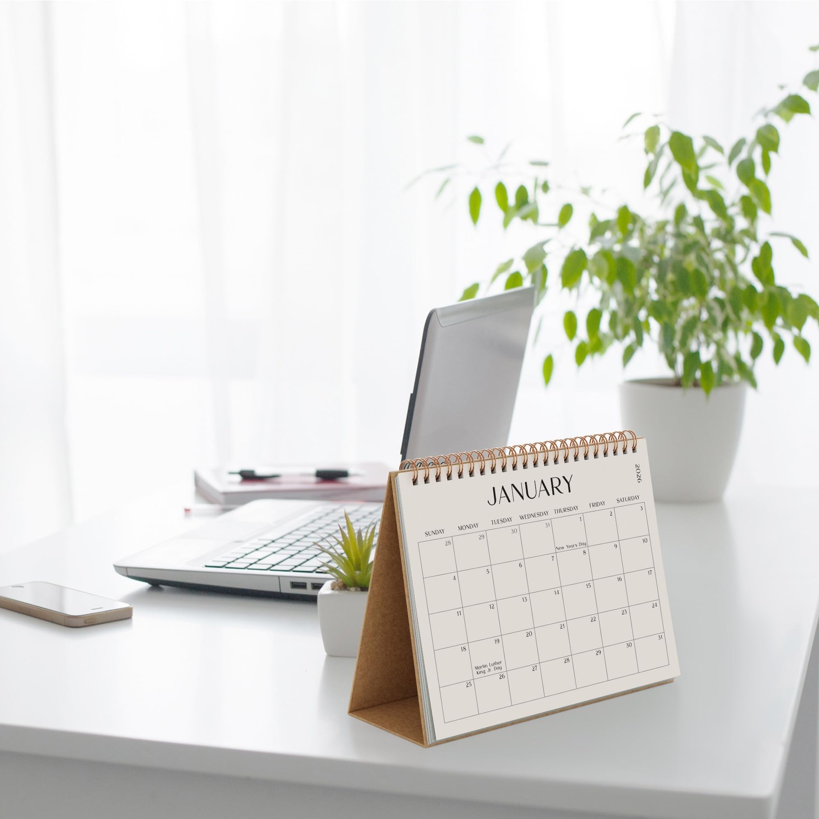 Aesthetic Desk Calendar 2026 – Runs until December 2026 – Earth Tones