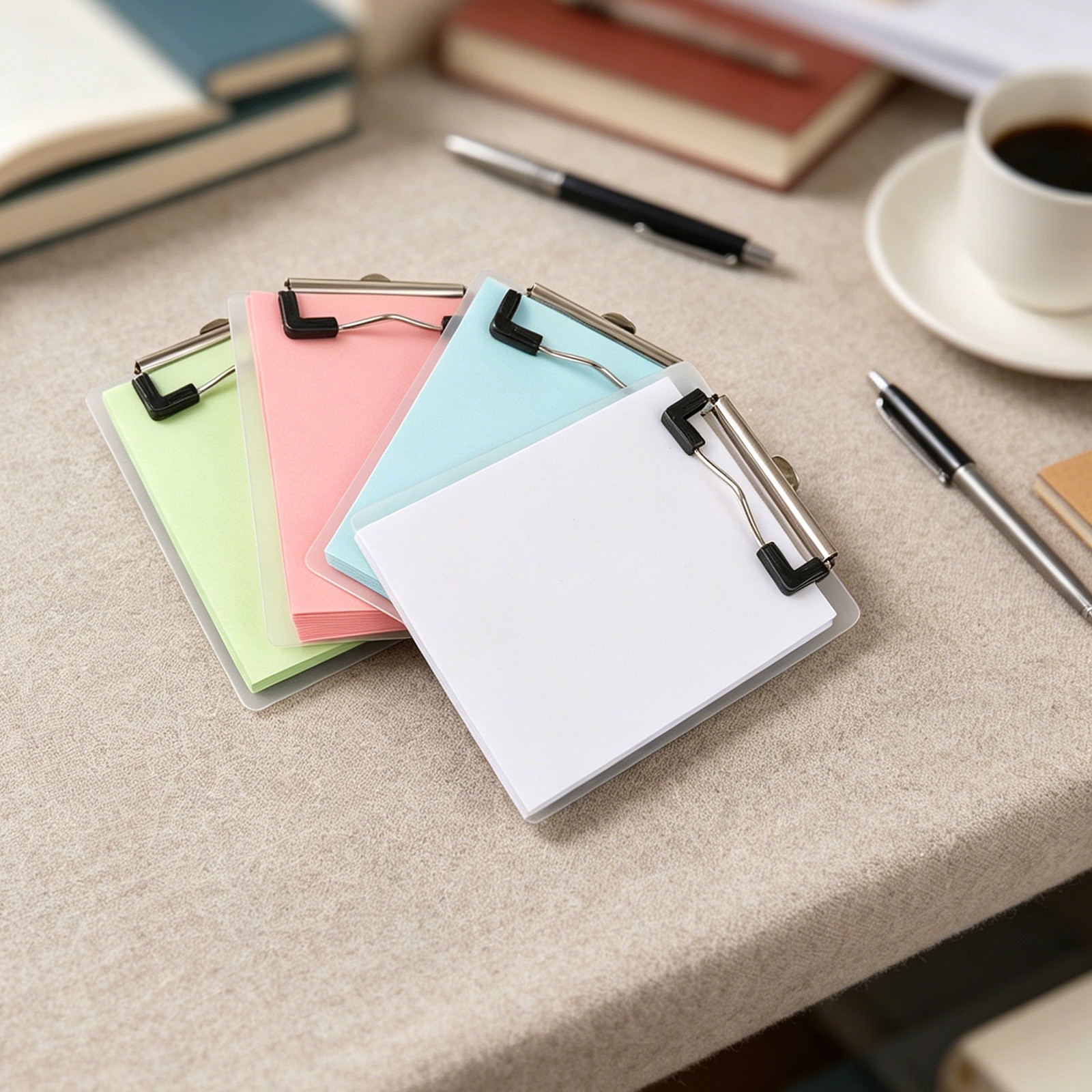 12PCS Mini Clipboard Notepads Portable Memo Boards Clear Note Pad Set with Hook