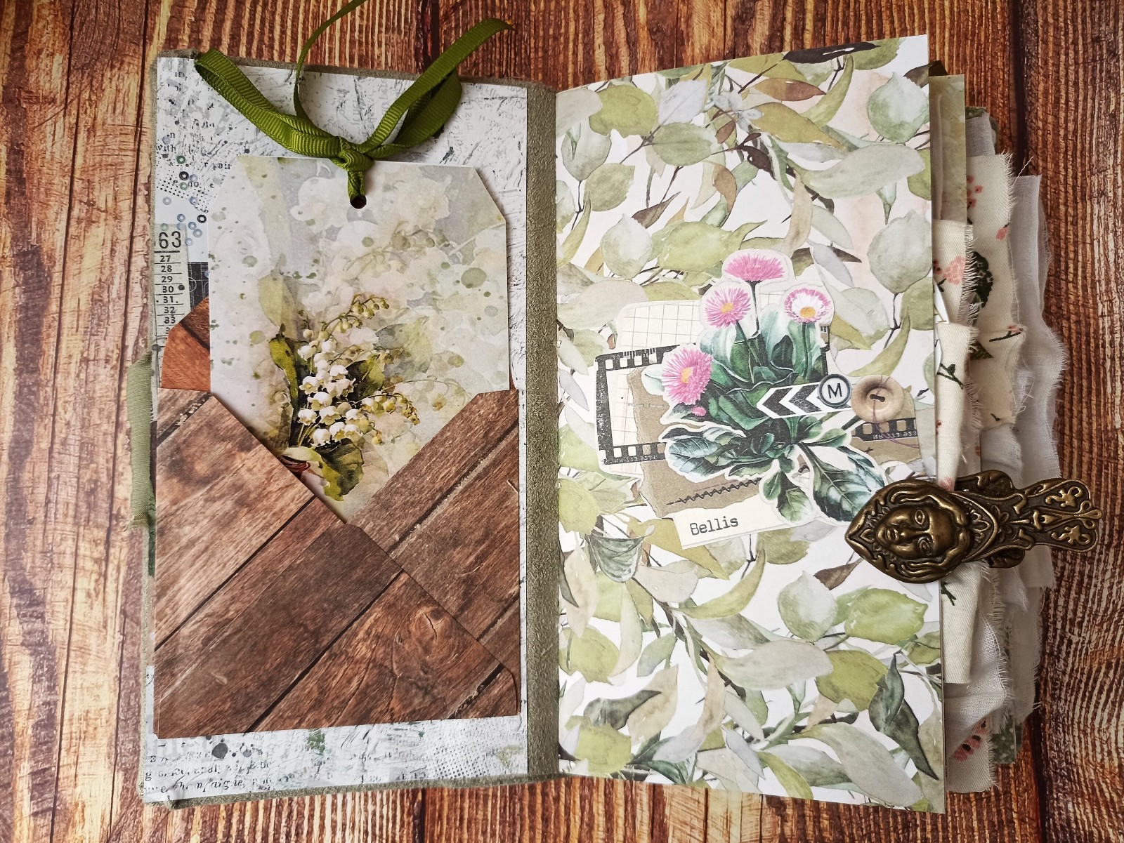 Junk Journal Handmad Forest Travel Notebook for Sale Botanical 8×4 in