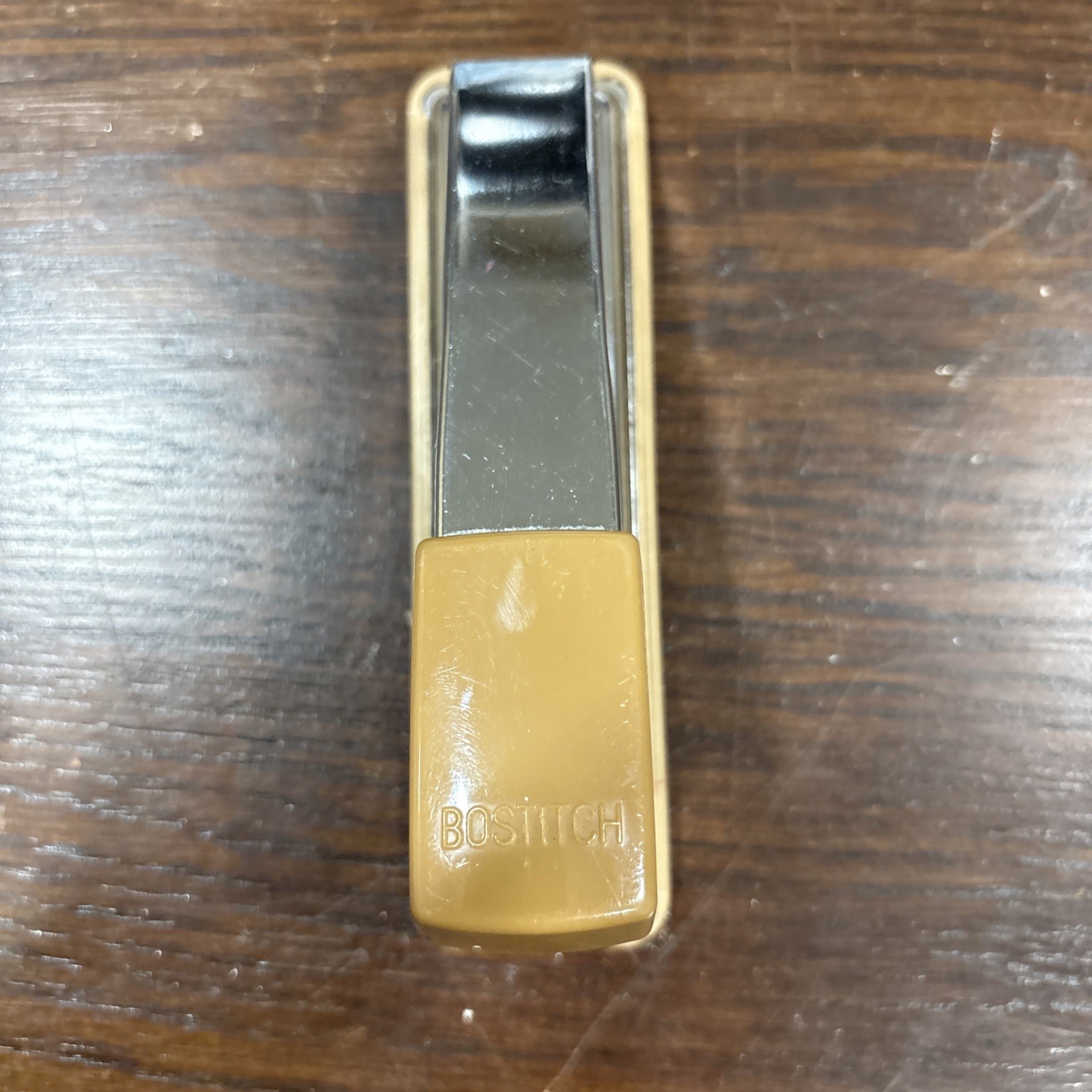 Vintage Bostitch B9 Stapler Grip Hand Held Tan & Silver Works Great
